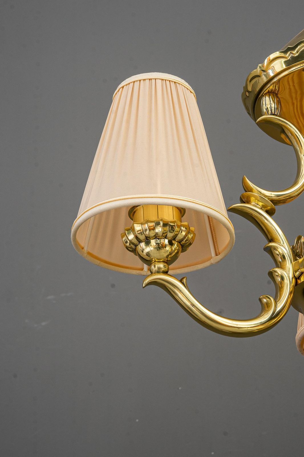 Art Deco Chandelier With Fabric Shades Vienna Around 1920s photo vinterior