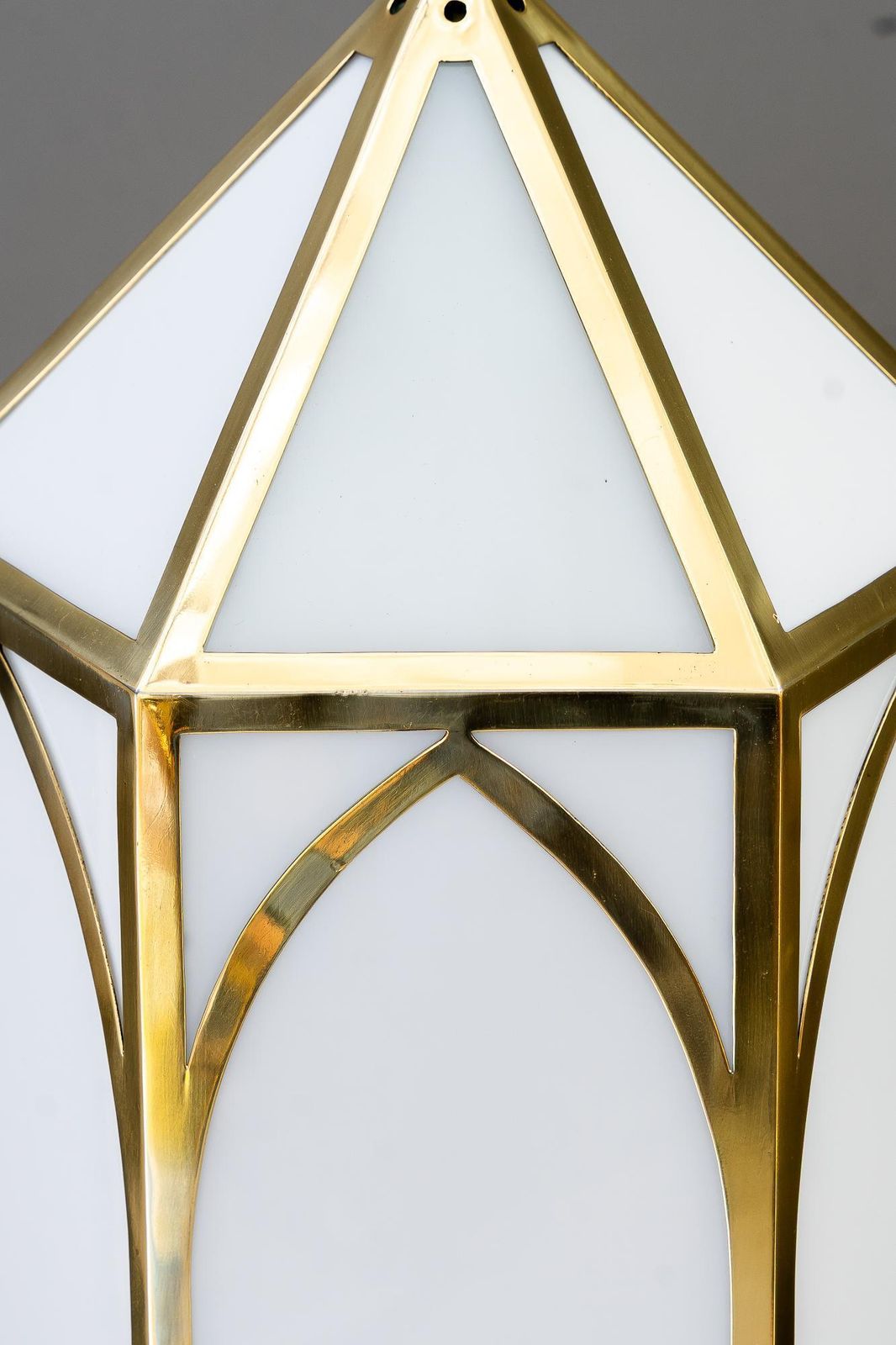 Big Art Deco Lantern With Original Antique Opal Glass Shades Vienna Around 1920 photo 1213.0