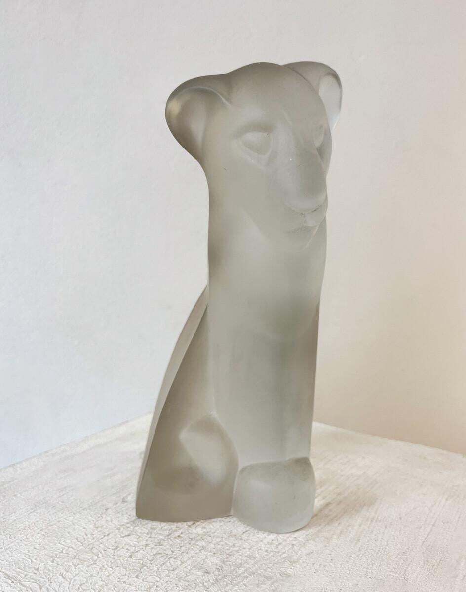 Frosted Glass Sculpture "Lion", Lucienne Bloch, By Glasfabriek, 1929 photo furniture