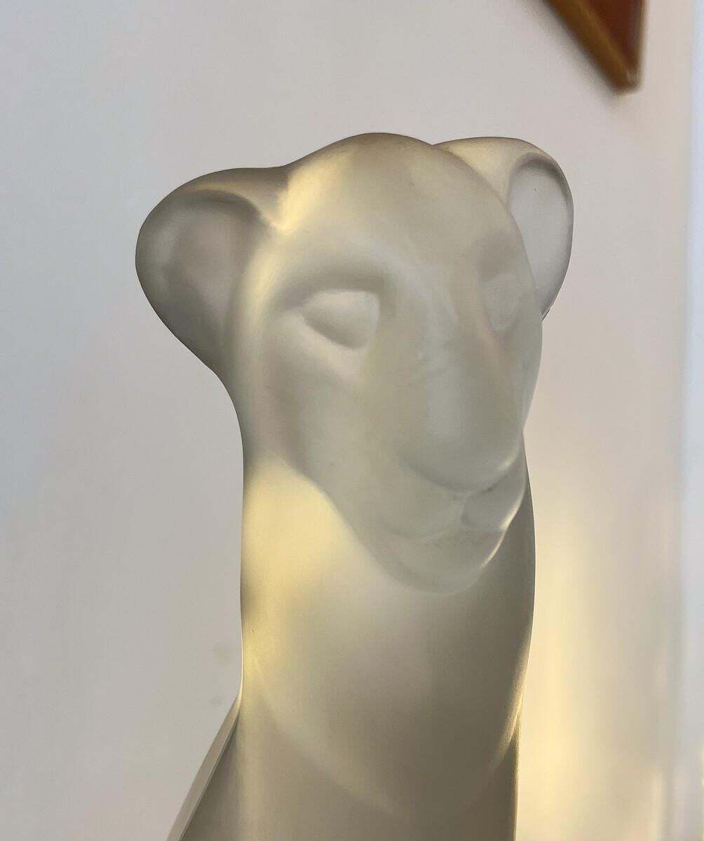 Frosted Glass Sculpture "Lion", Lucienne Bloch, By Glasfabriek, 1929 photo buy