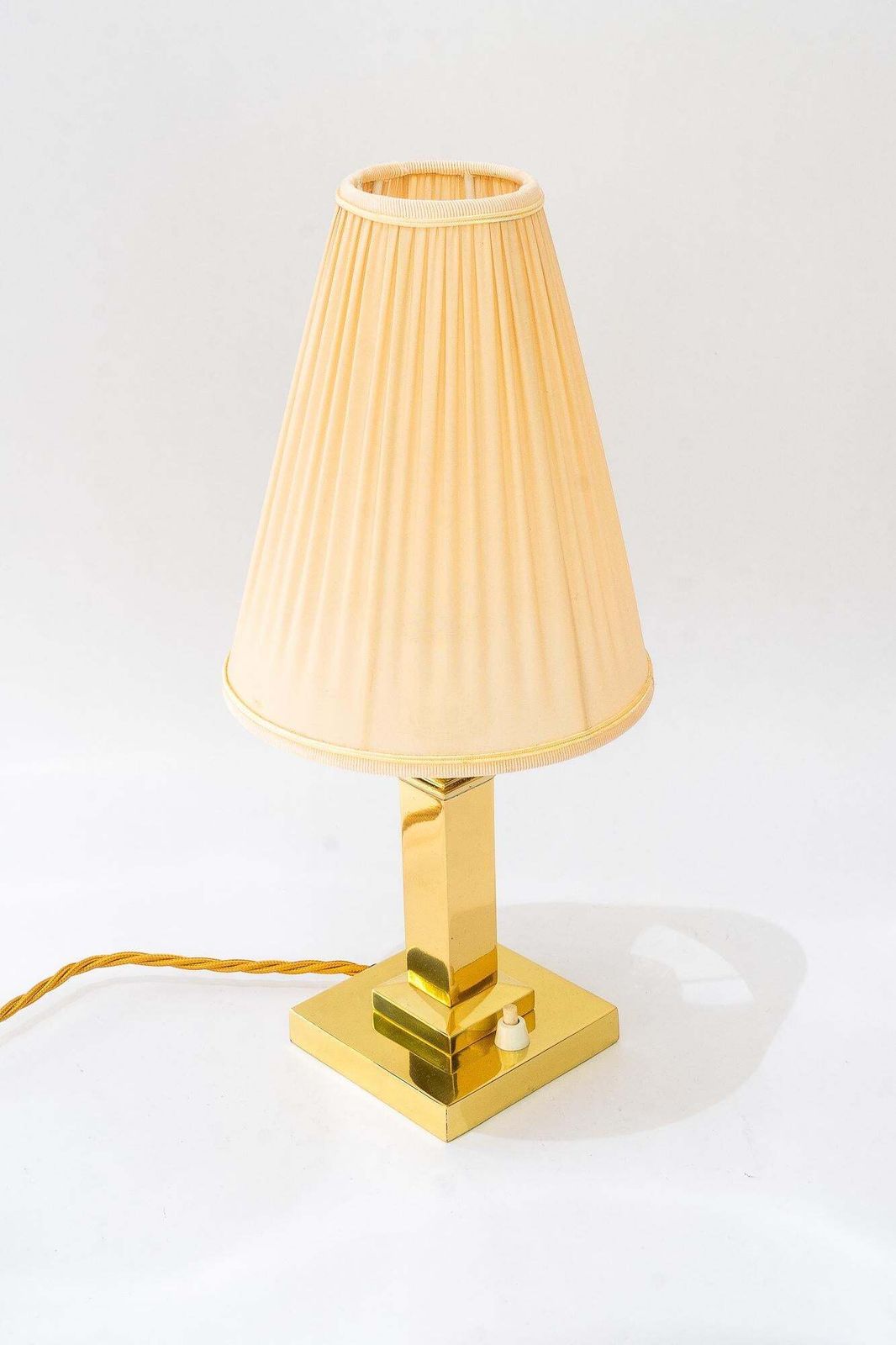 Art Deco Brass Table Lamp With Fabric Shade Vienna Around 1920s photo 336.0