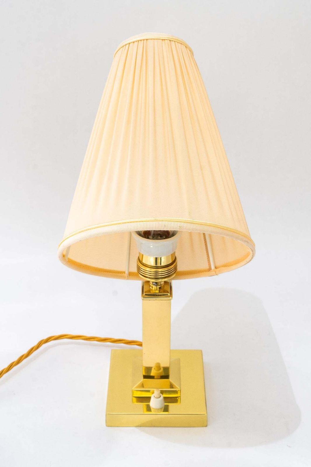 photo furniture Art Deco Brass Table Lamp With Fabric Shade Vienna Around 1920s