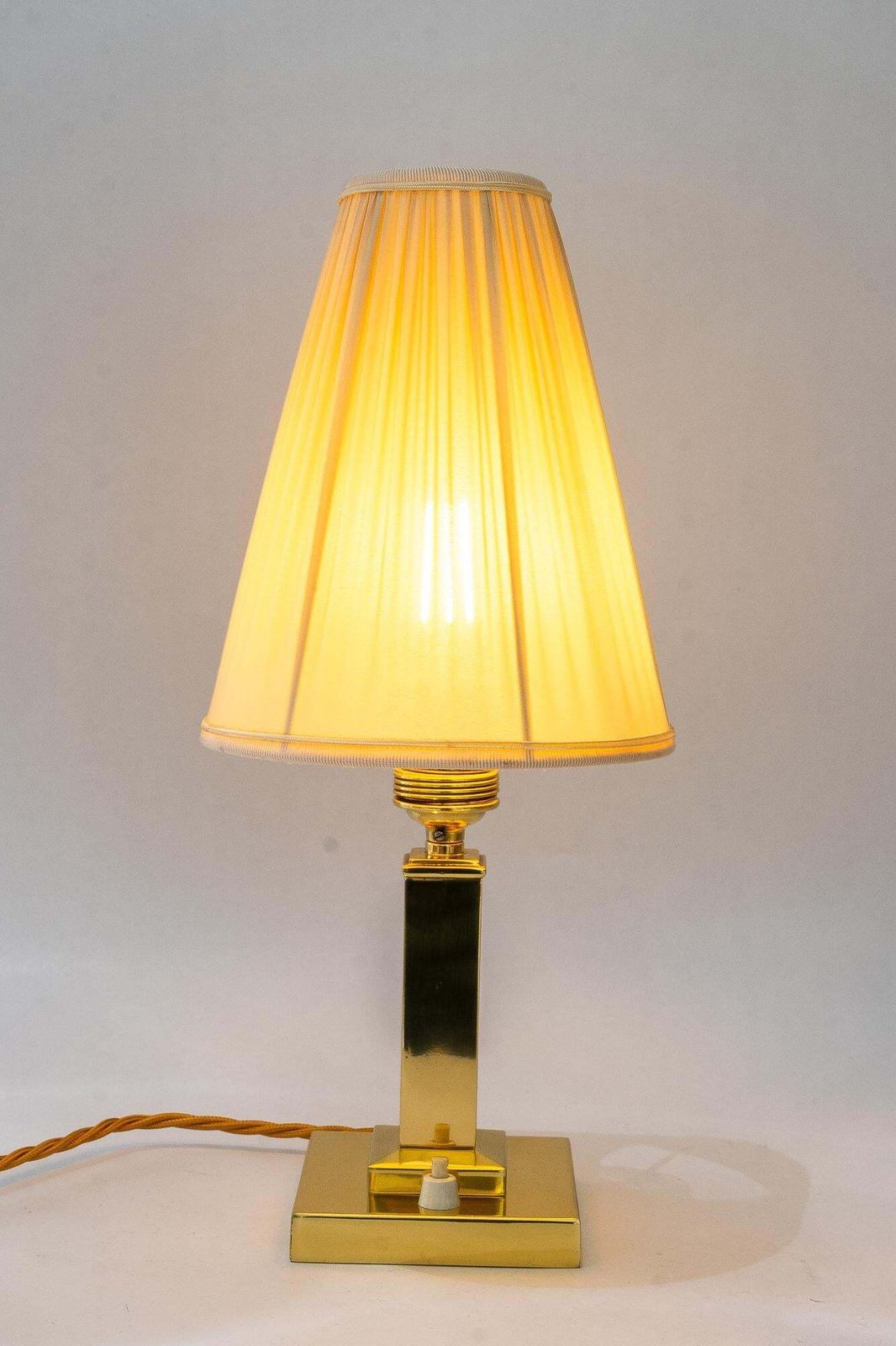 photo for sale Art Deco Brass Table Lamp With Fabric Shade Vienna Around 1920s