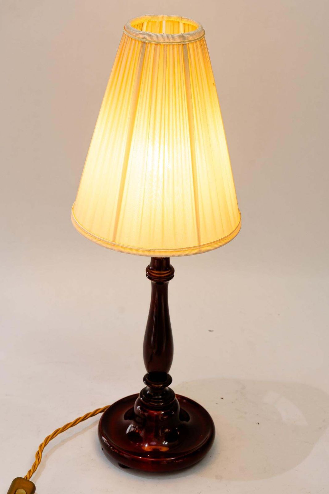 Art Deco Wood Table Lamp With Fabric Shade Vienna Around 1920s photo 425.0