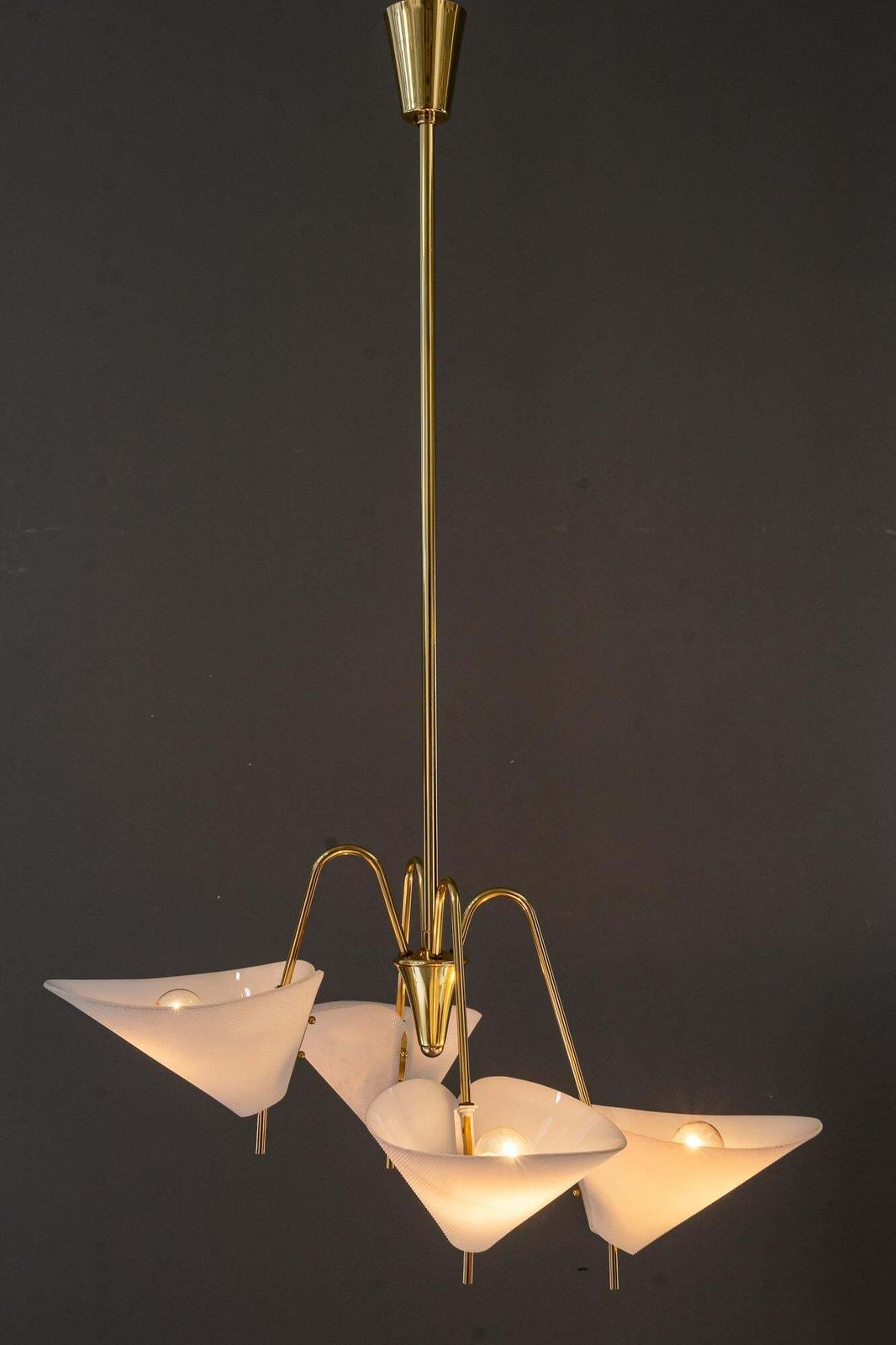 photo vintage Rupert Nikoll Chandelier With Lucite Shades Vienna Around 1960s