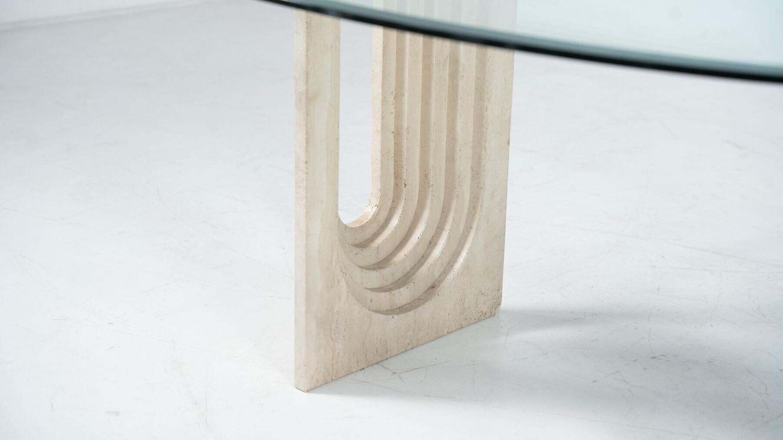 Mid Century Modern Travertine Dining Table In The Style Of Carlo Scarpa, 1970s photo for sale