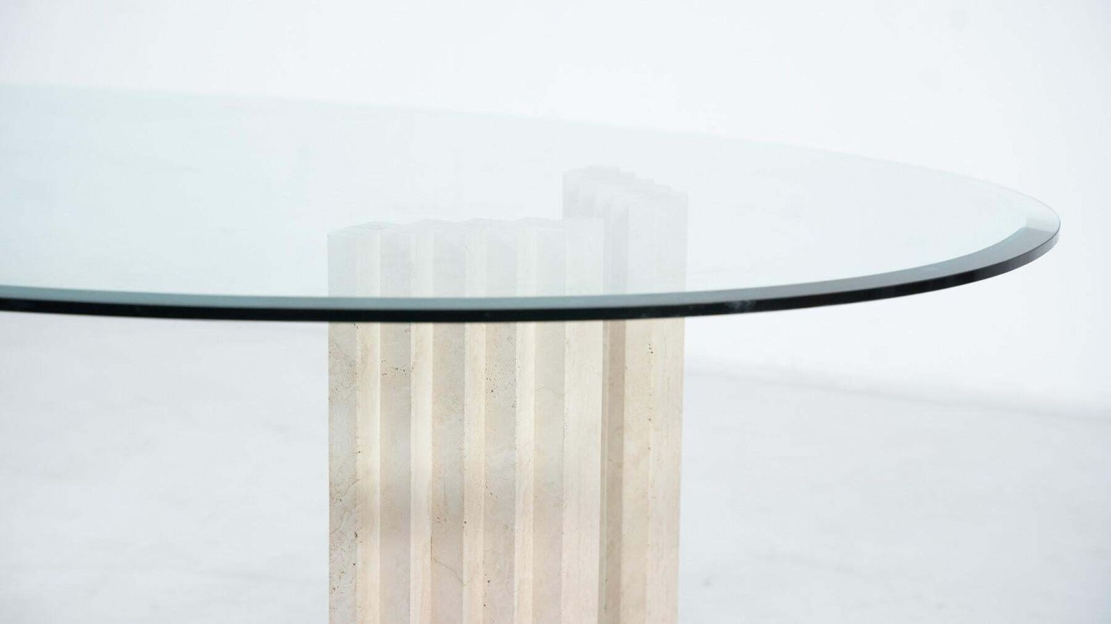 Mid Century Modern Travertine Dining Table In The Style Of Carlo Scarpa, 1970s photo Furniture