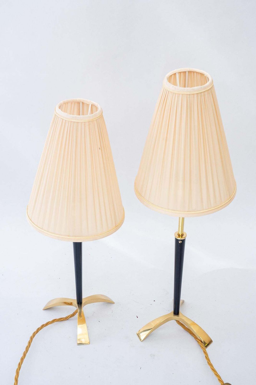 2 Hight Adjustable J.T.Kalmar Table Lamps With Fabric Shades Vienna Around 1950s photo furniture