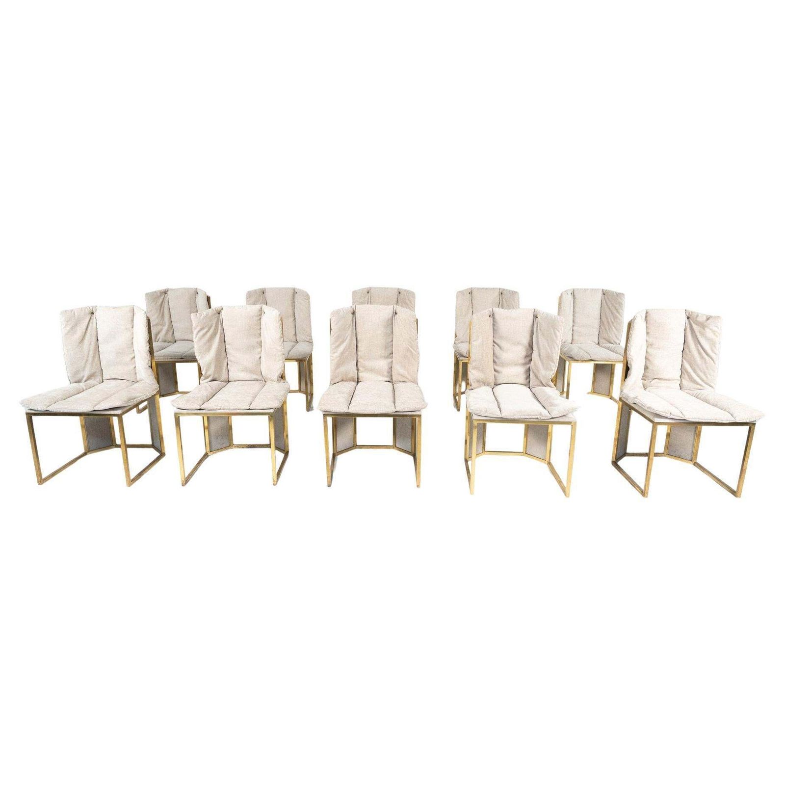 Mid Century Modern Set Of 10 Chairs By Romeo Rega, Italy, 1970s   New Upholstery