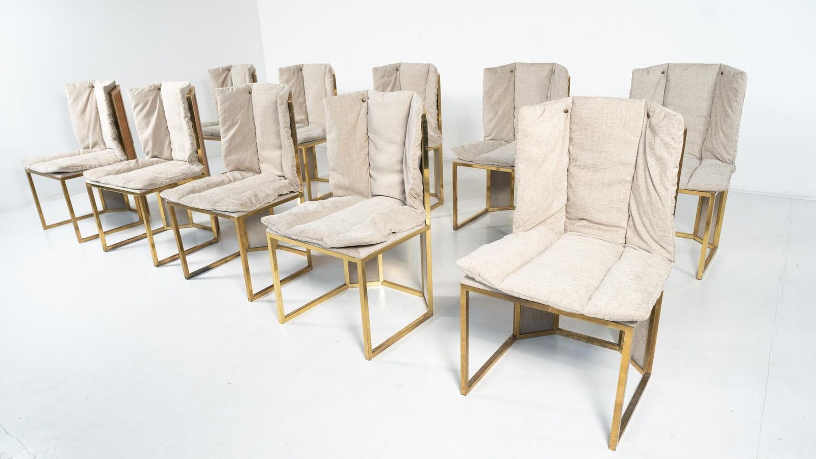 Mid Century Modern Set Of 10 Chairs By Romeo Rega, Italy, 1970s   New Upholstery photo vintage