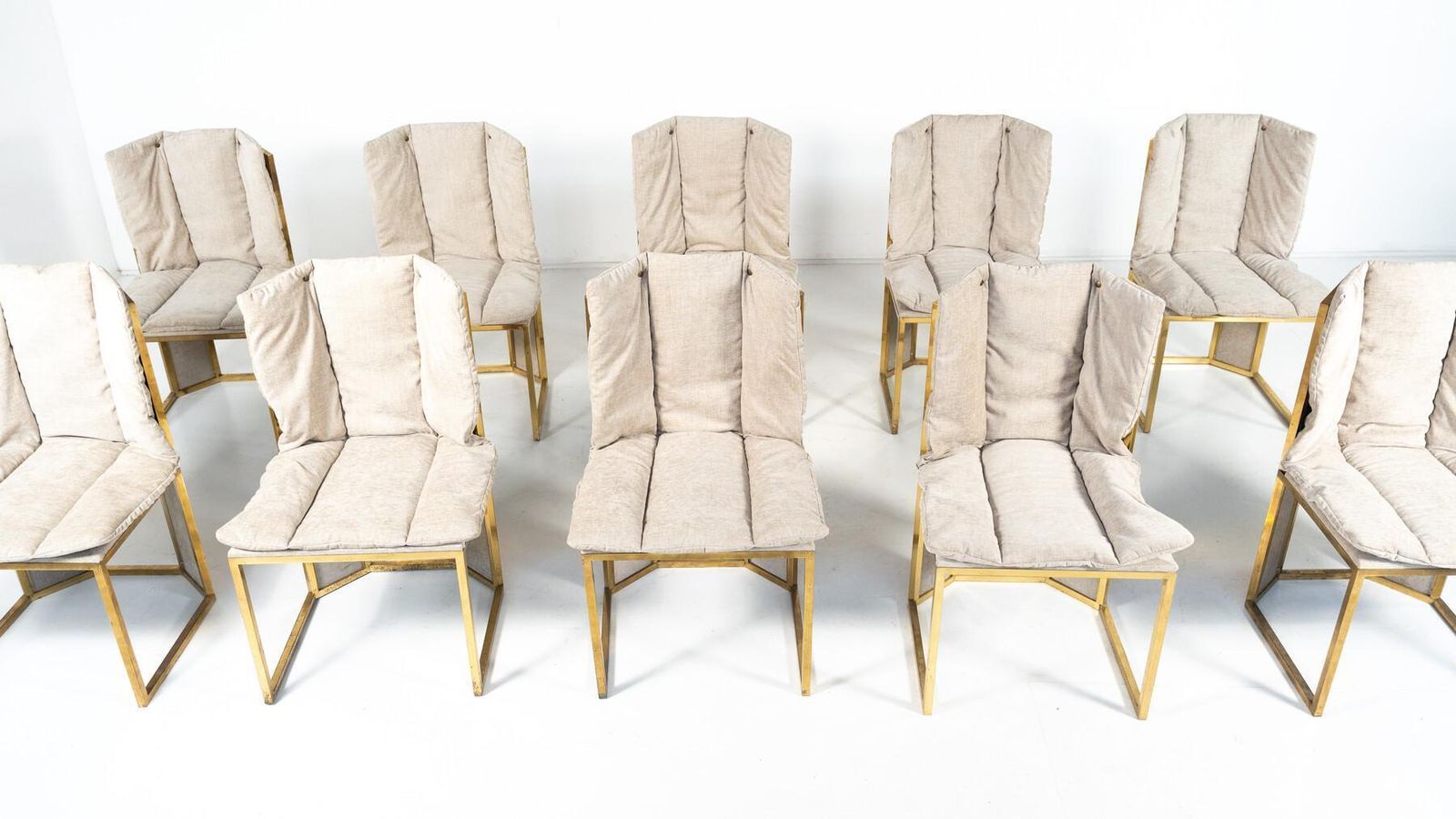 photo furniture Mid Century Modern Set Of 10 Chairs By Romeo Rega, Italy, 1970s   New Upholstery