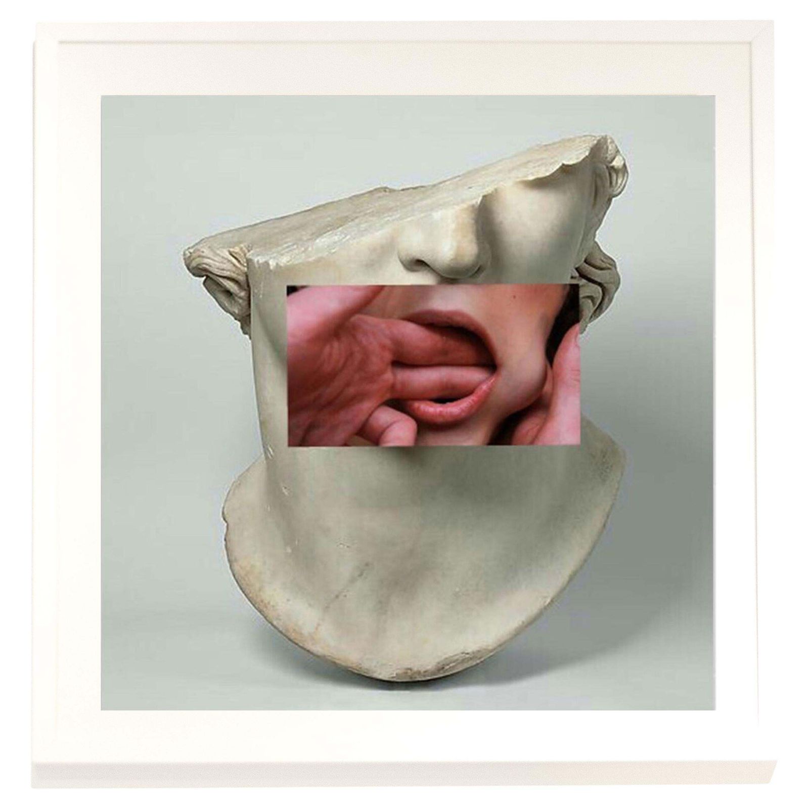 Digital Collage By Naro Pinosa, Art Classic Sculpture And Mouth, Spain, 2019