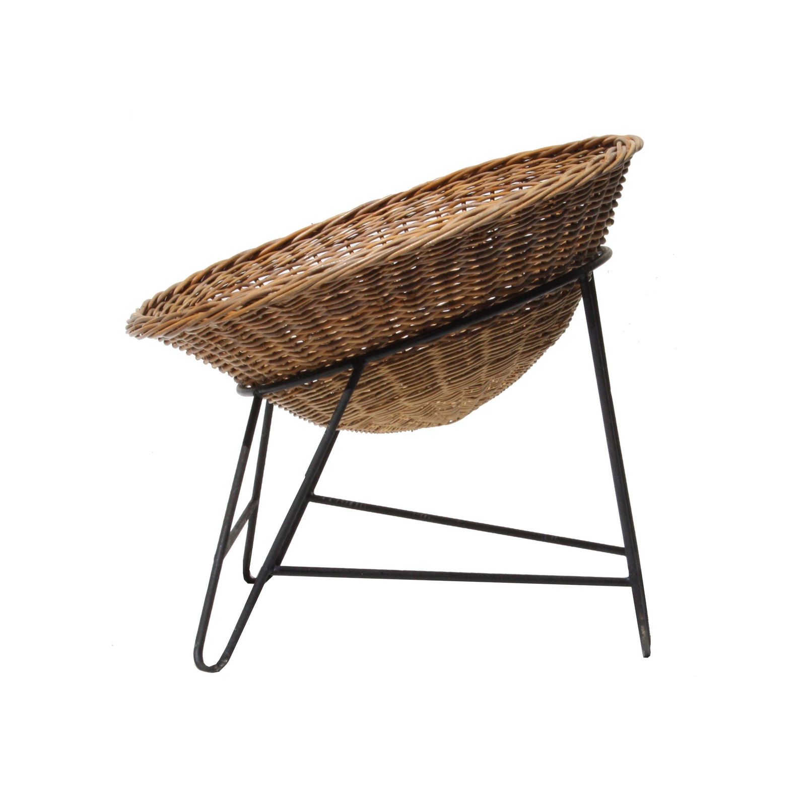 Mathieu Matégot "Wicker" Chair Iron Natural Fiber, France, 1950 photo buy