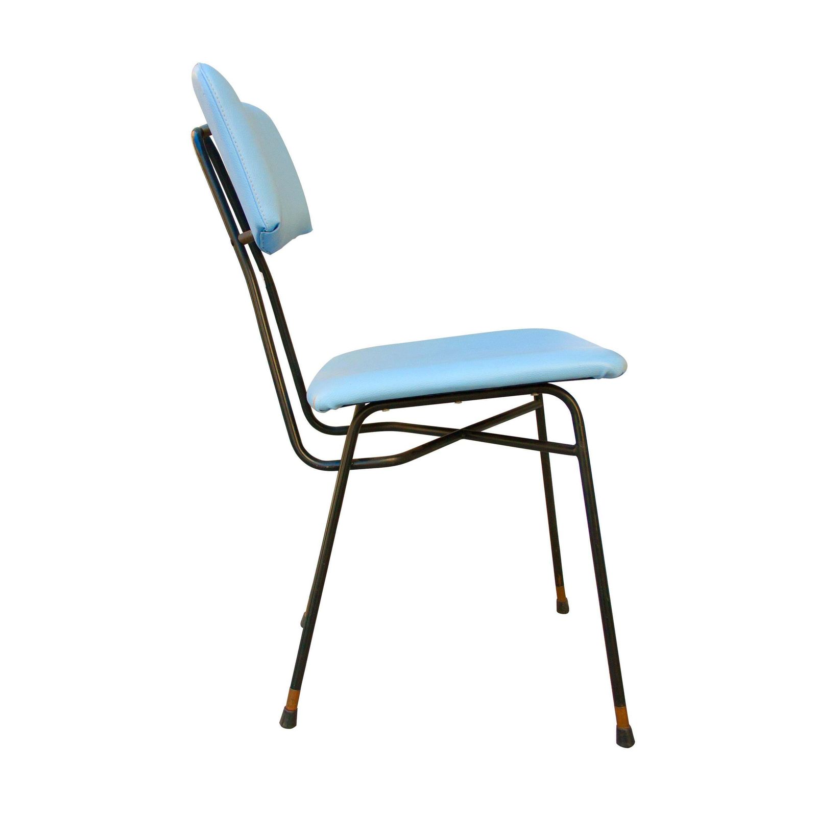 Luigi Scremin 10 Chairs Set Blue Leatherette And Melalic Structure, Italy, 1950 photo Furniture