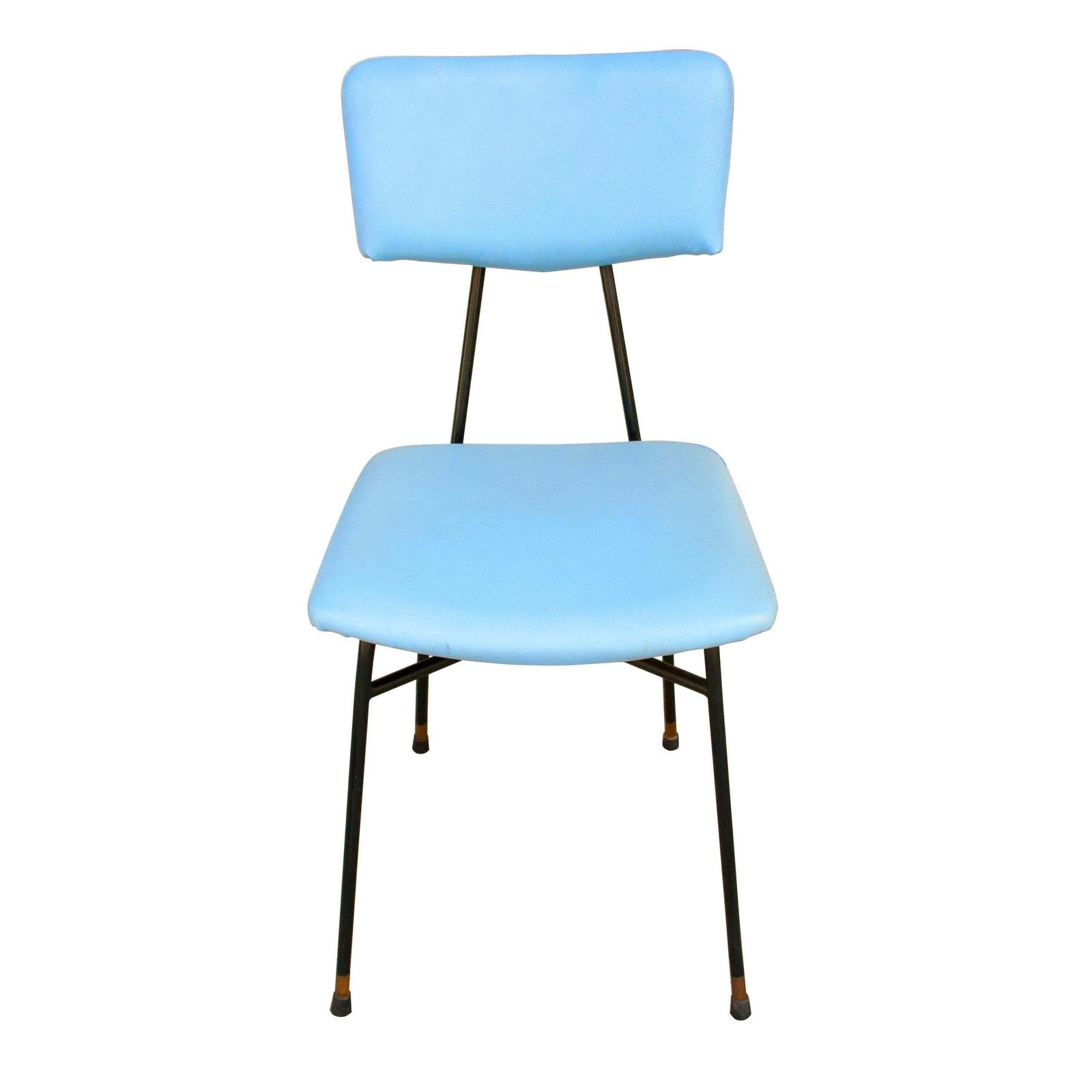 Luigi Scremin 10 Chairs Set Blue Leatherette And Melalic Structure, Italy, 1950 photo vintage