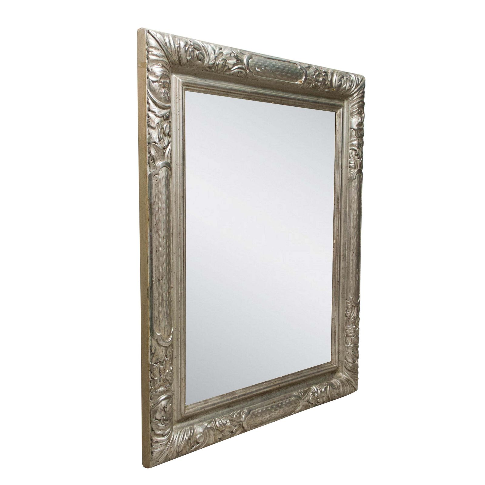 Neoclassical Regency Silver Foil Hand Carved Wooden Mirror, 1970 photo furniture