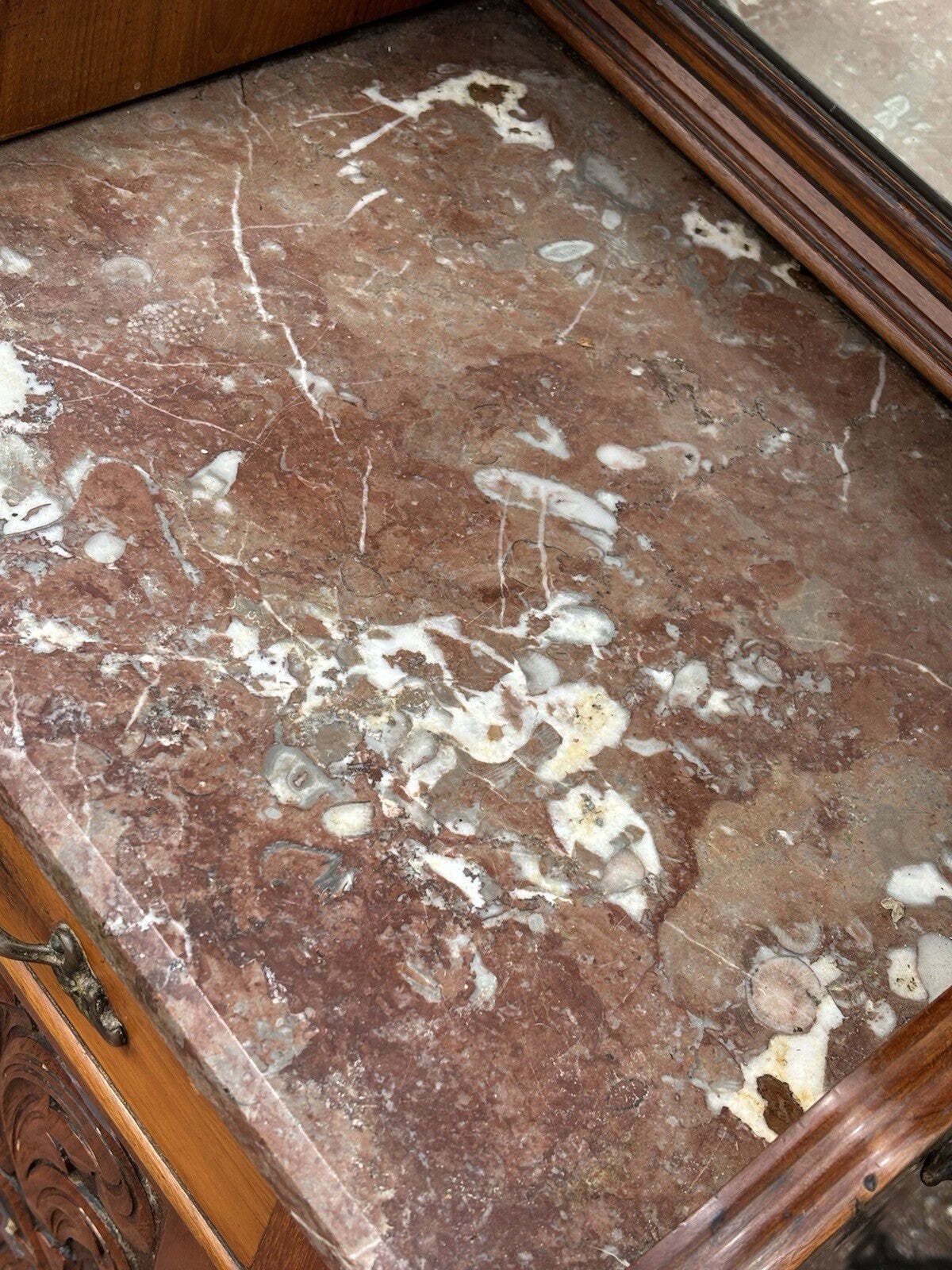 Victorian Walnut Coal / Log Cabinet / Purdonium. Marble Top On Castors. photo vintage
