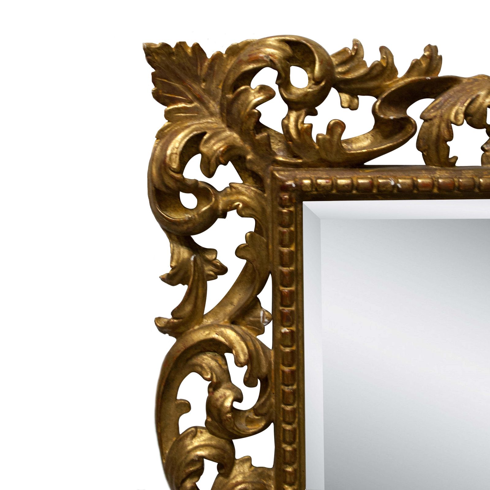 Art Nouveau Style Rectangular Gold Foil Hand Carved Wooden Mirror, 1970 photo for sale