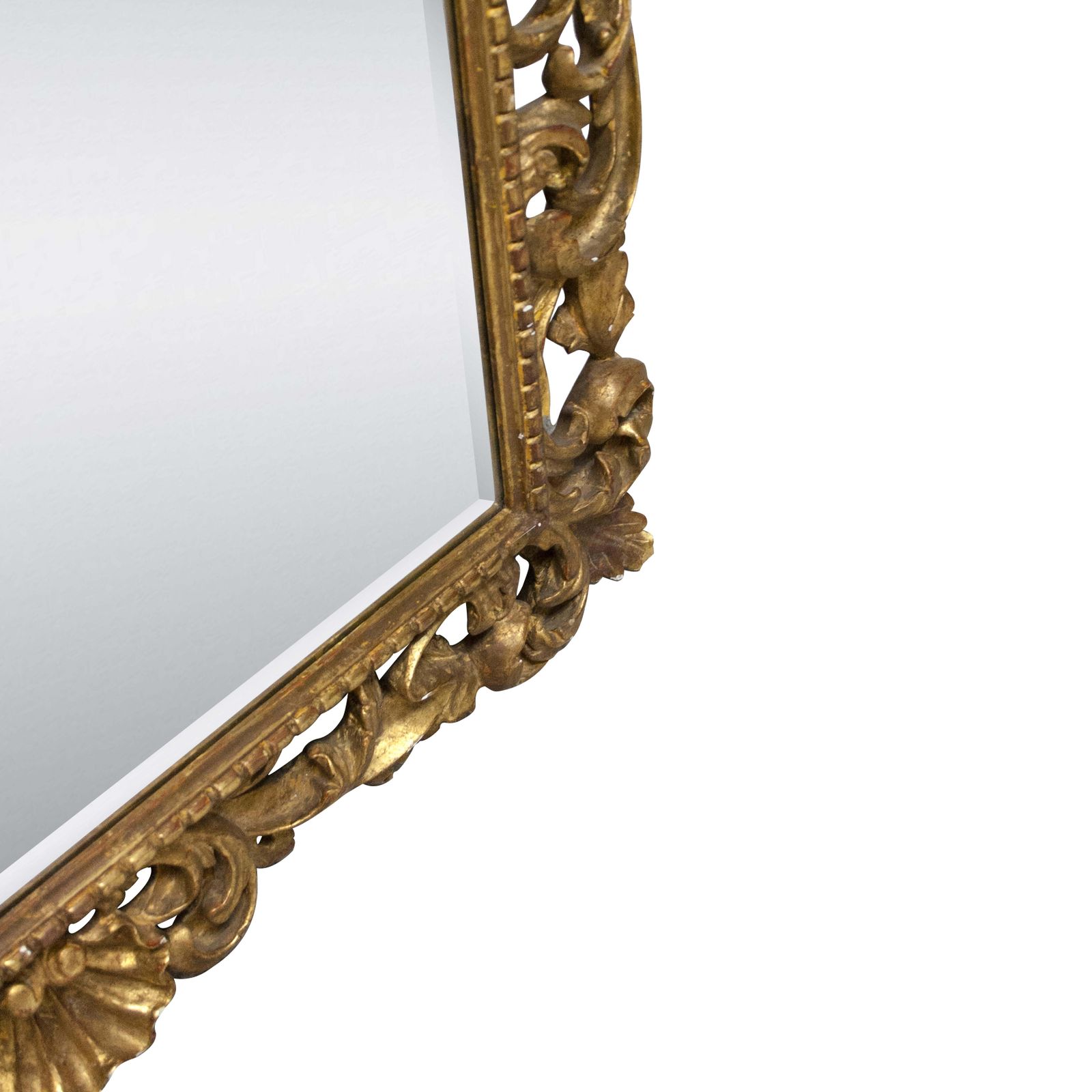 Art Nouveau Style Rectangular Gold Foil Hand Carved Wooden Mirror, 1970 photo 1603.0
