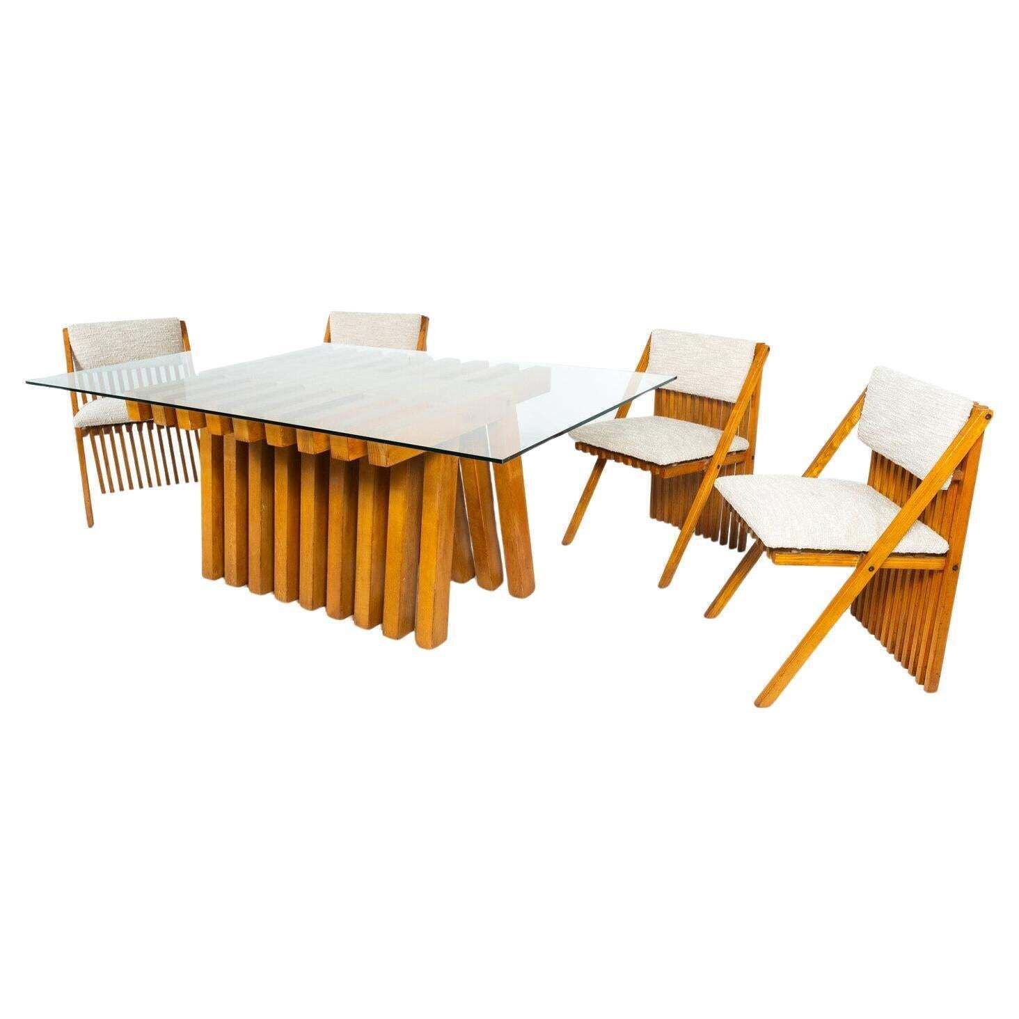 Mid Century Modern Dining Table Set " Millepiedi" By Tito Pinori, 1970s