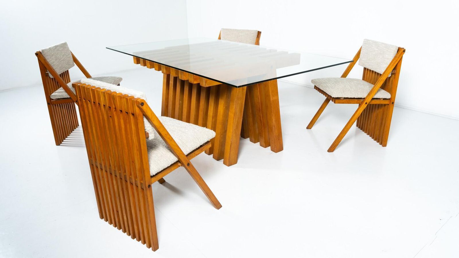 Mid Century Modern Dining Table Set " Millepiedi" By Tito Pinori, 1970s photo Furniture