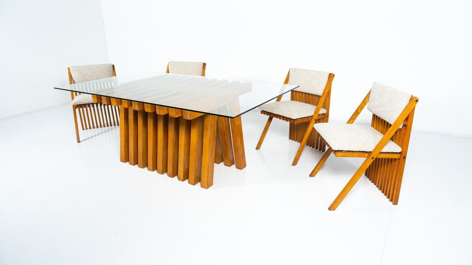 photo vintage Mid Century Modern Dining Table Set " Millepiedi" By Tito Pinori, 1970s