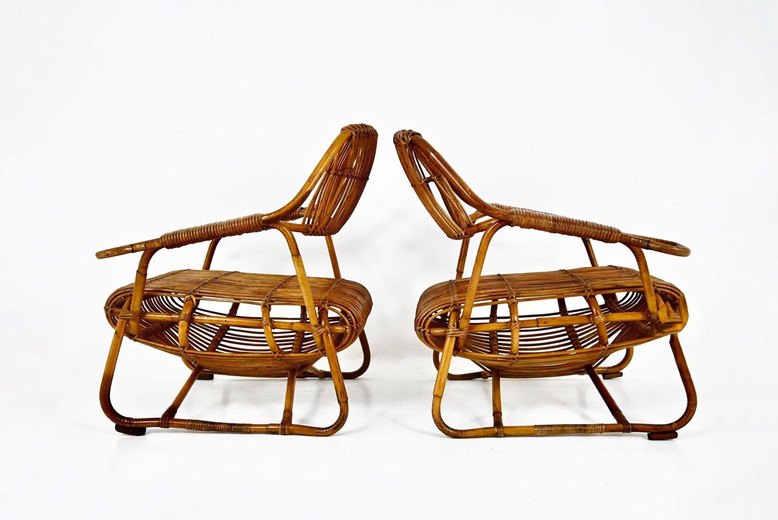 Italian Rattan Armchairs, 1960s, Set Of 2 photo buy