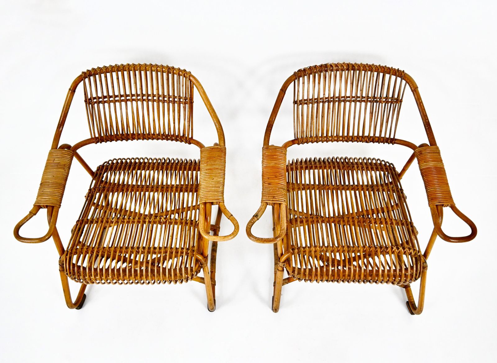 Italian Rattan Armchairs, 1960s, Set Of 2 photo vintage