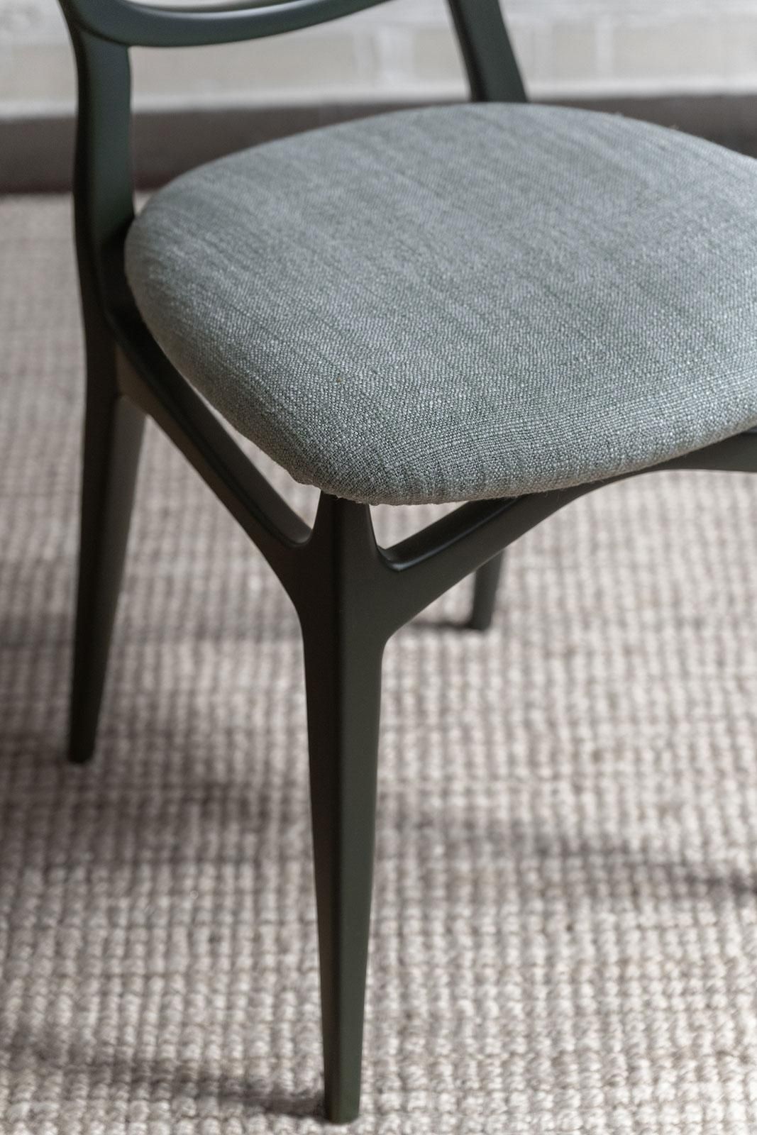 Set Of Seven Chairs With Lacquered Wood Frame, Upholstered In Dedar Fabric photo vintage