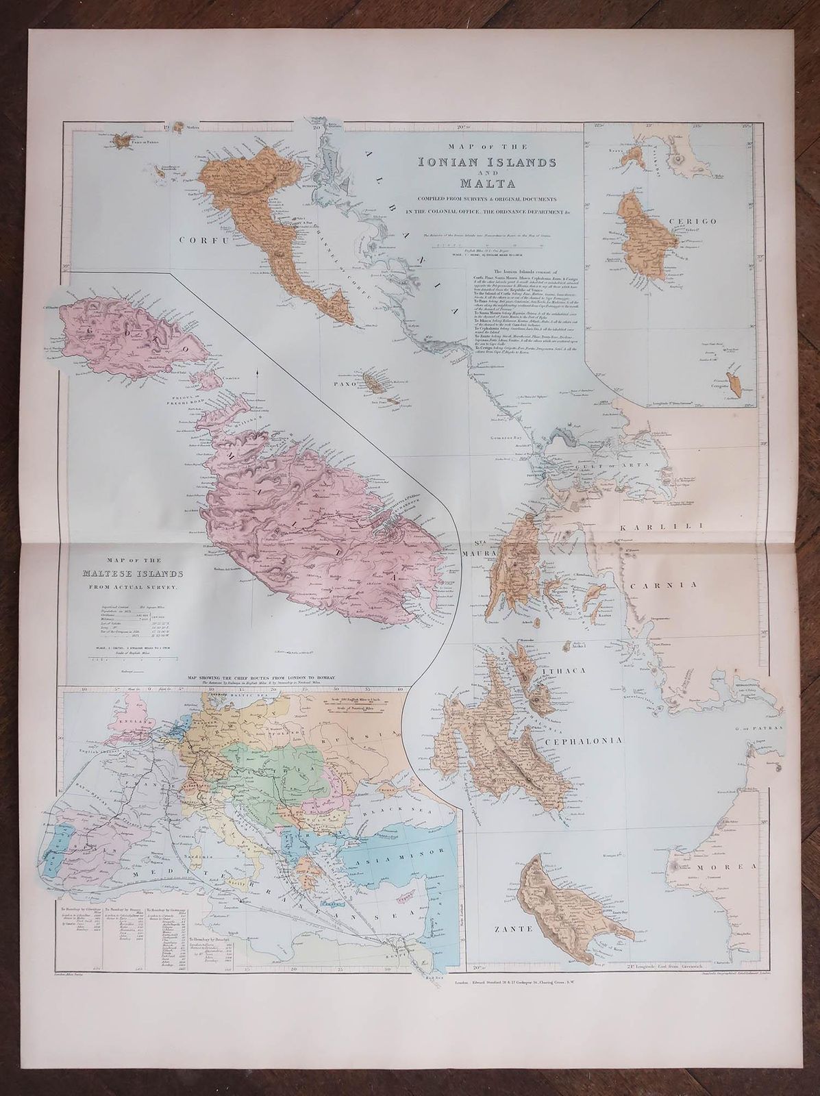 Large Original Antique Map Of The Greek Islands. 1894 photo furniture