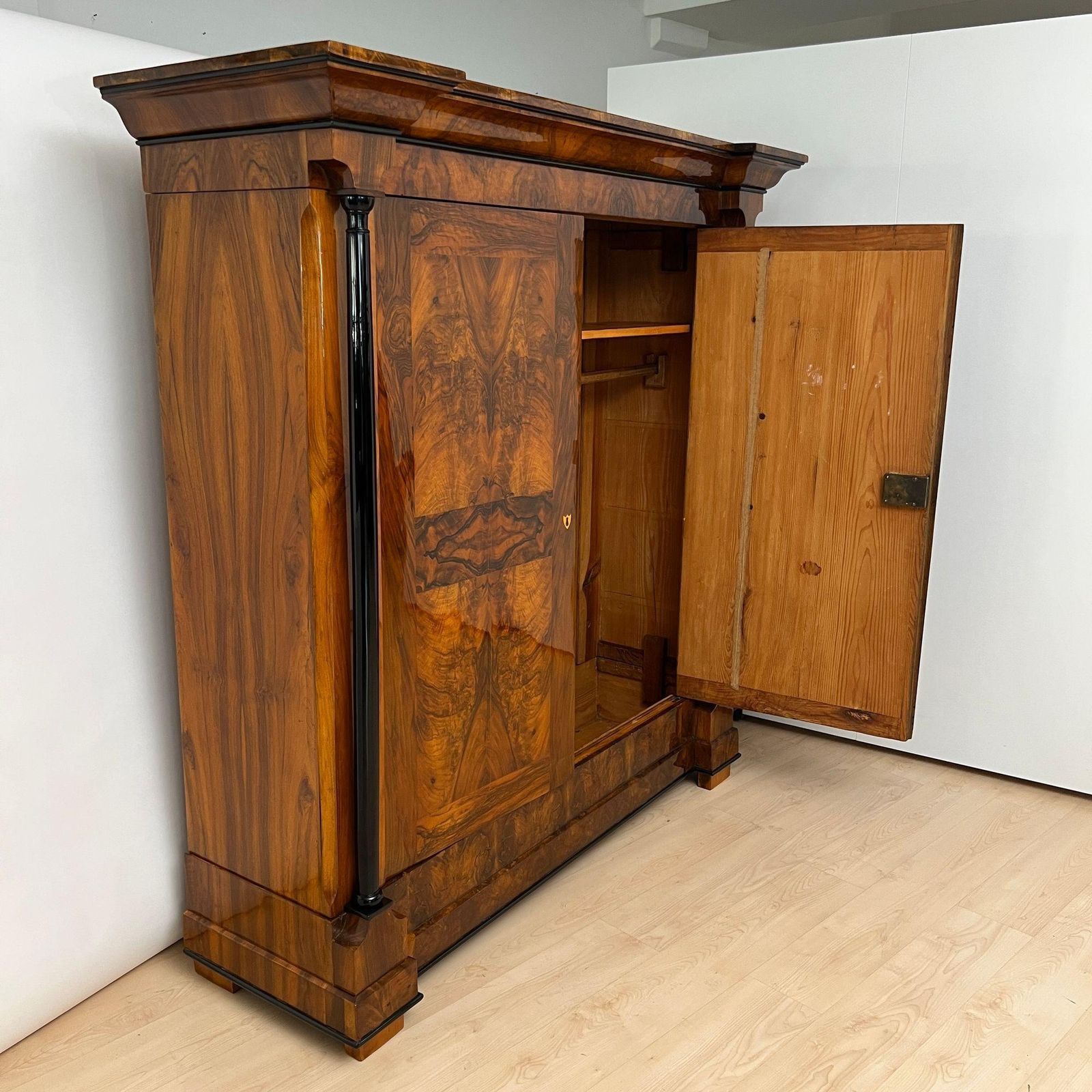 Biedermeier Armoire, Walnut Veneer, South Germany Circa 1820 photo for sale
