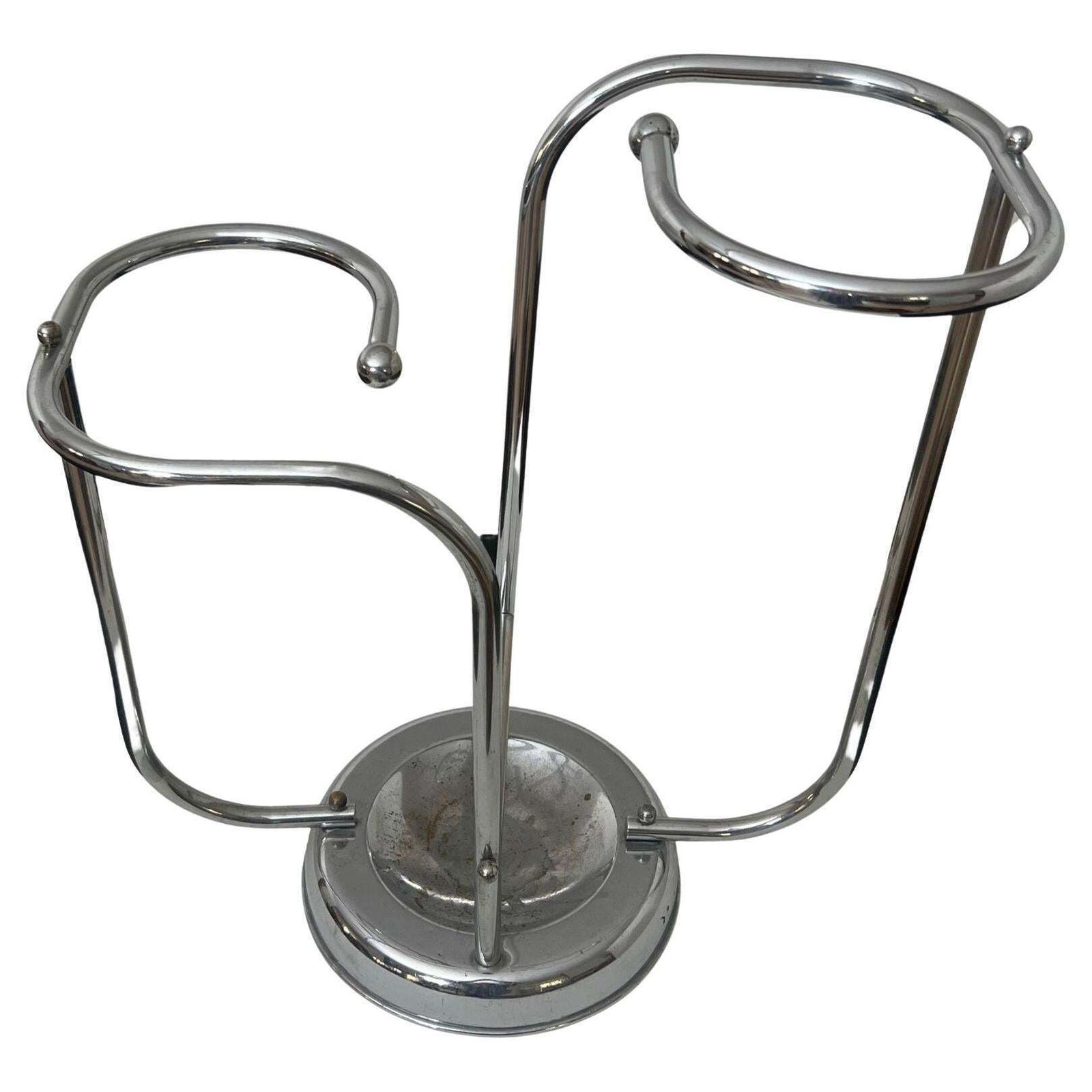 Art Deco Chrome Umbrella Stand, Tubular Steel, Chrome Plated, Belgium Circa 1930