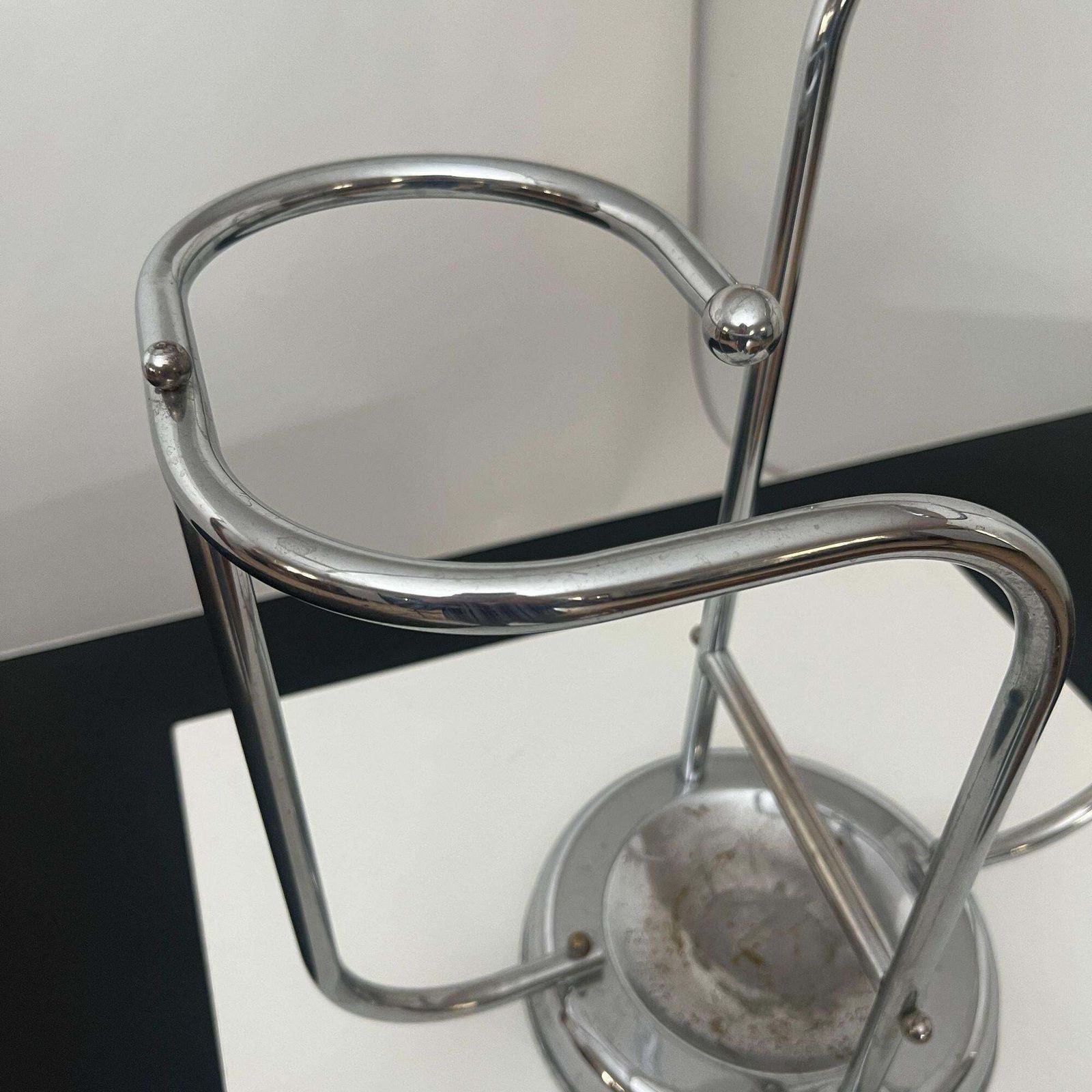 Art Deco Chrome Umbrella Stand, Tubular Steel, Chrome Plated, Belgium Circa 1930 photo Home Decor