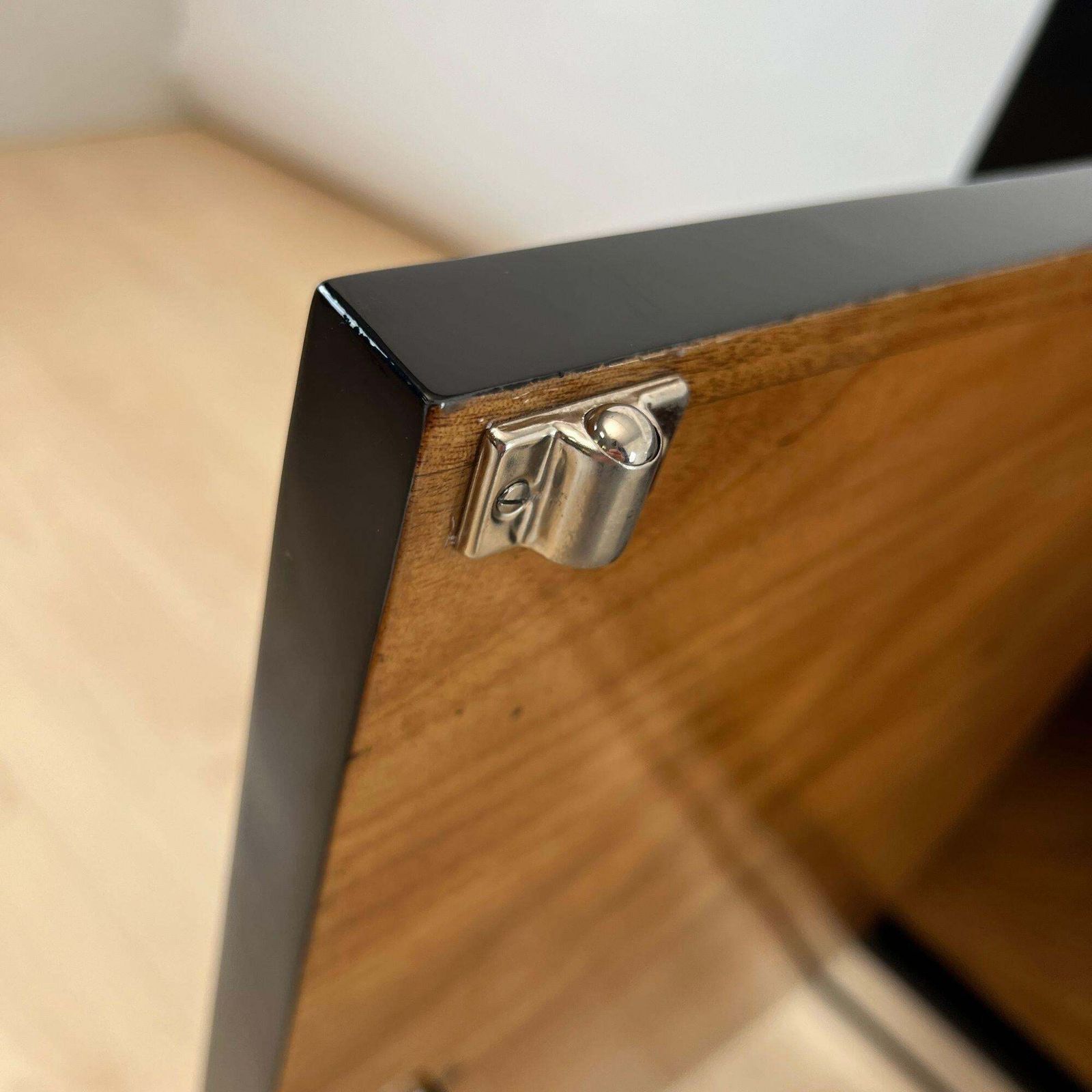 Furniture Art Deco Lowboard, Black Lacquer, Chrome Fittings, France Circa 1930 photo