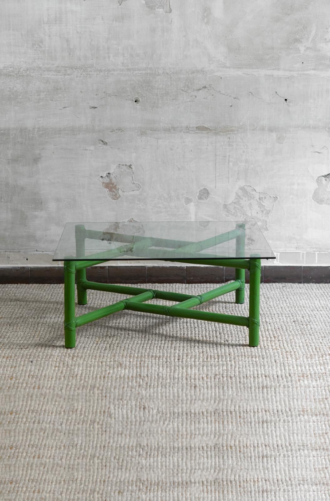 Square Green Bamboo Coffee Table – Mcguire San Francisco, 1970 photo furniture