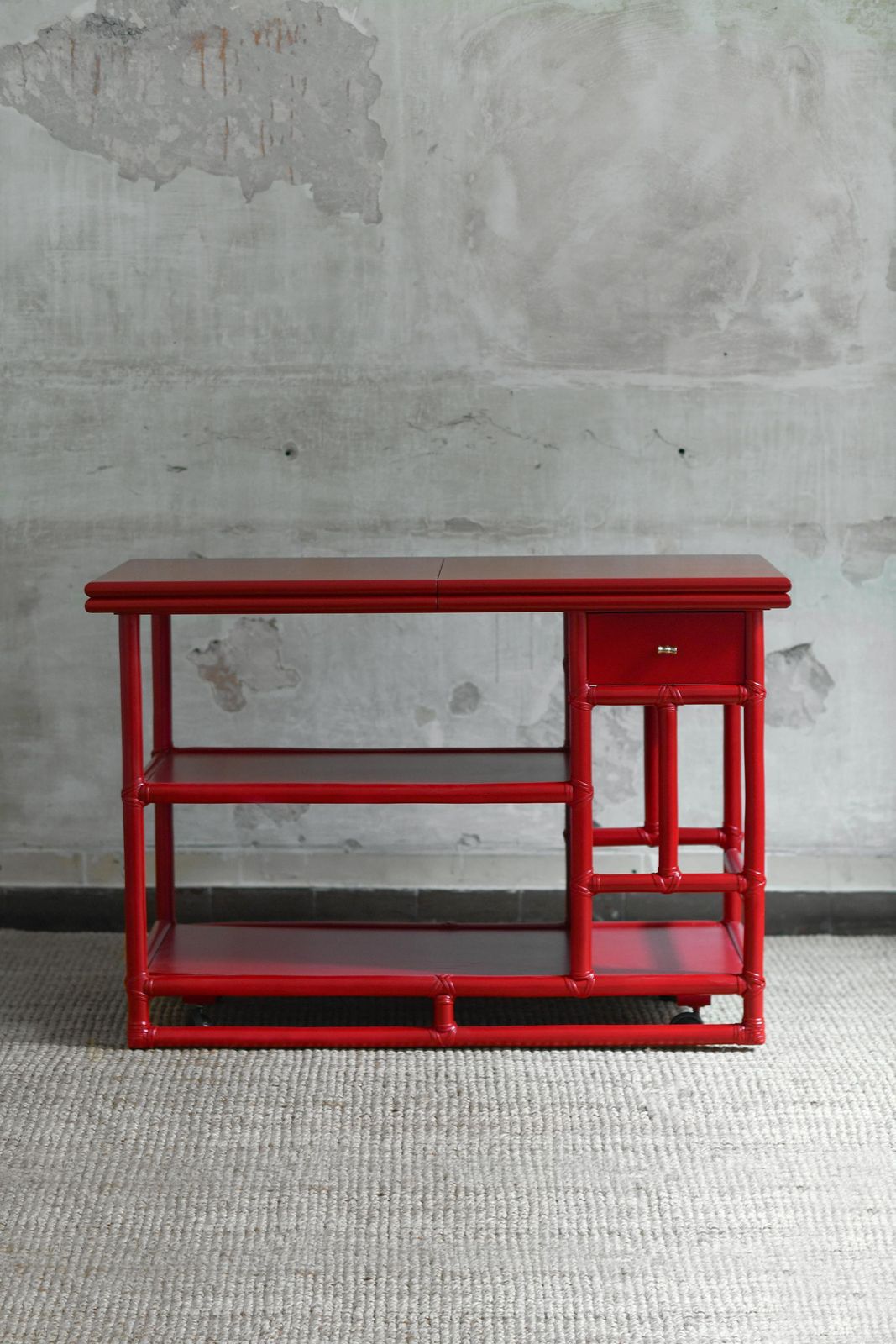 Bamboo Cart Server Buffet – Lyda Levi For Mcguire San Francisco 1970 photo for sale