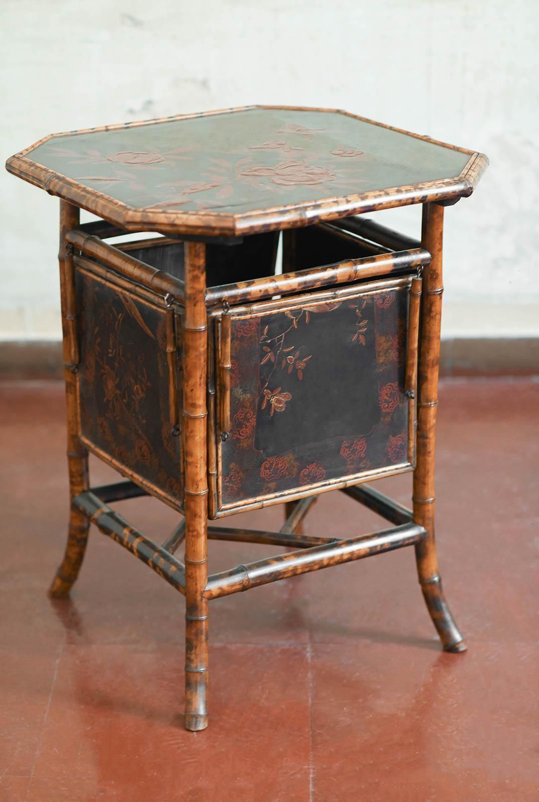 9098.0 “Tea Table” In Bamboo And Lacquered Wood, Attributed To Perret & Vibert, France photo