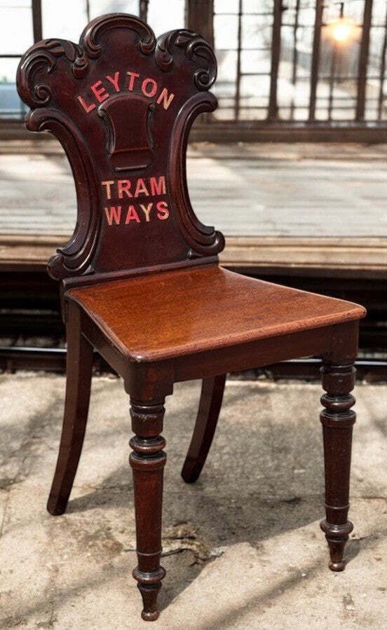 Leyton Tramways. Victorian Waiting Room Mahogany Chair