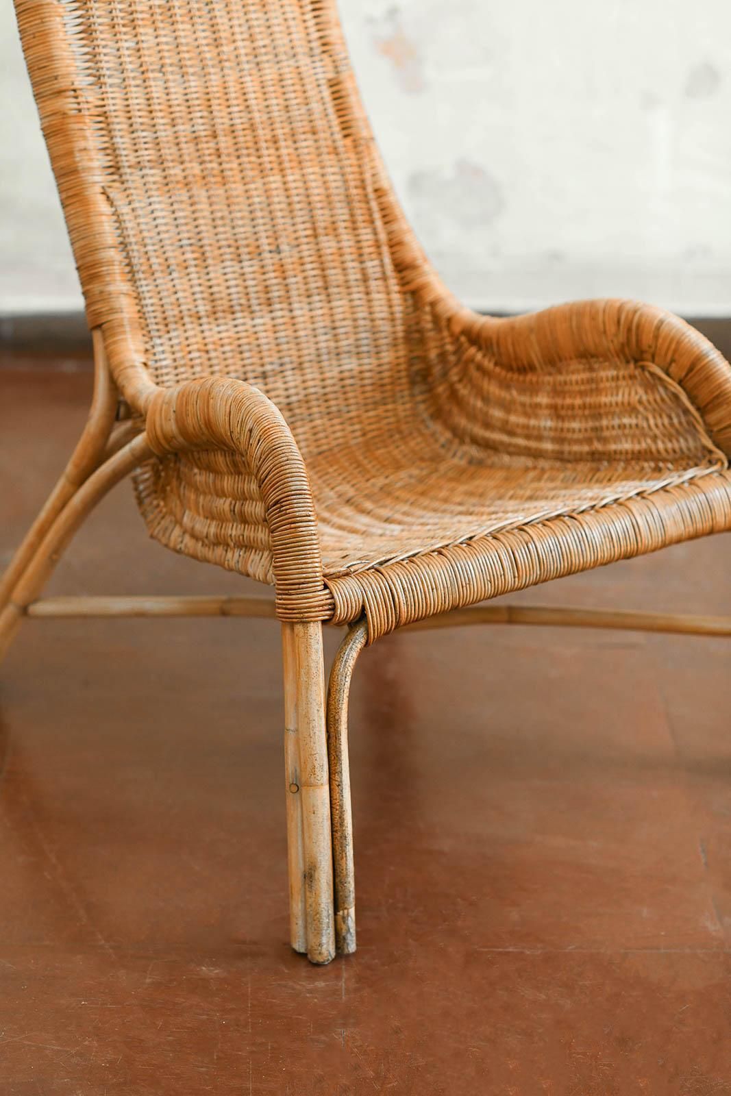 Pair Of Wicker Armchairs With Curved Backrests, 1980s. photo vintage