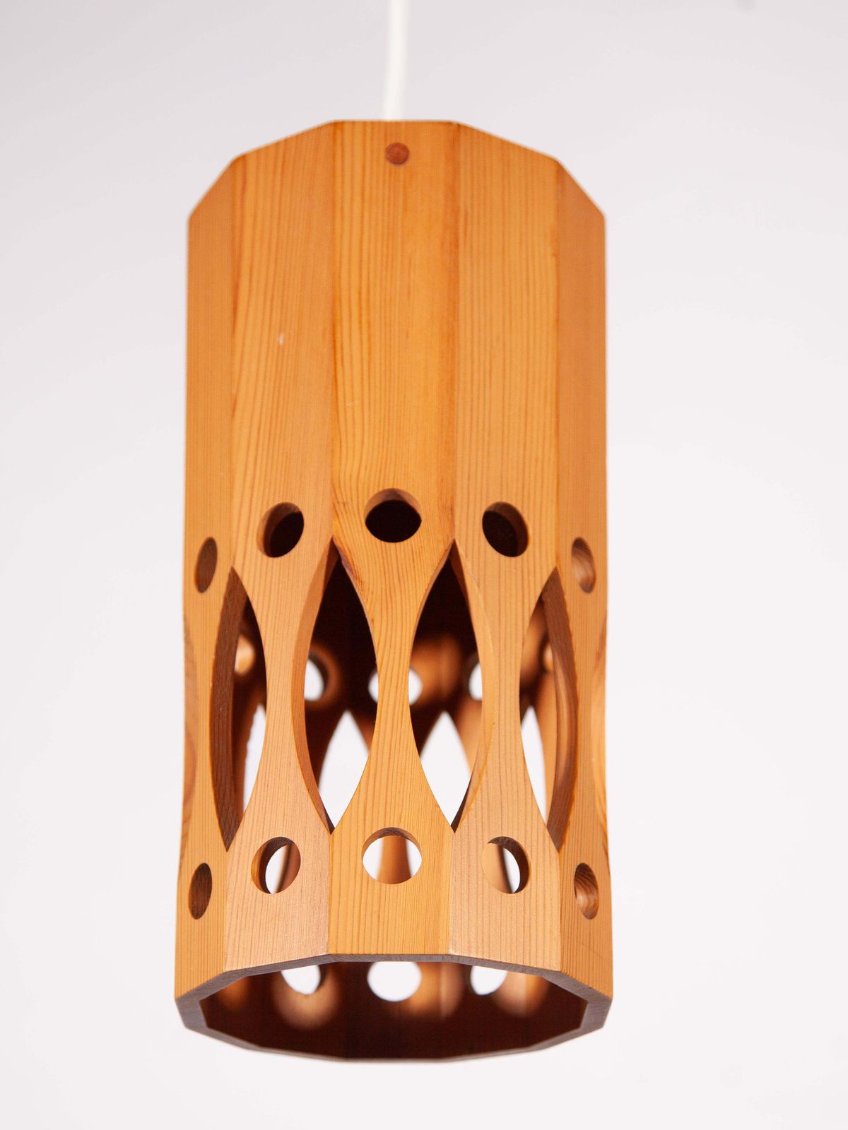 Midcentury Modern Pinewood Pendant By L.O. Nilsson For Nordisk Present, 1970s photo for sale