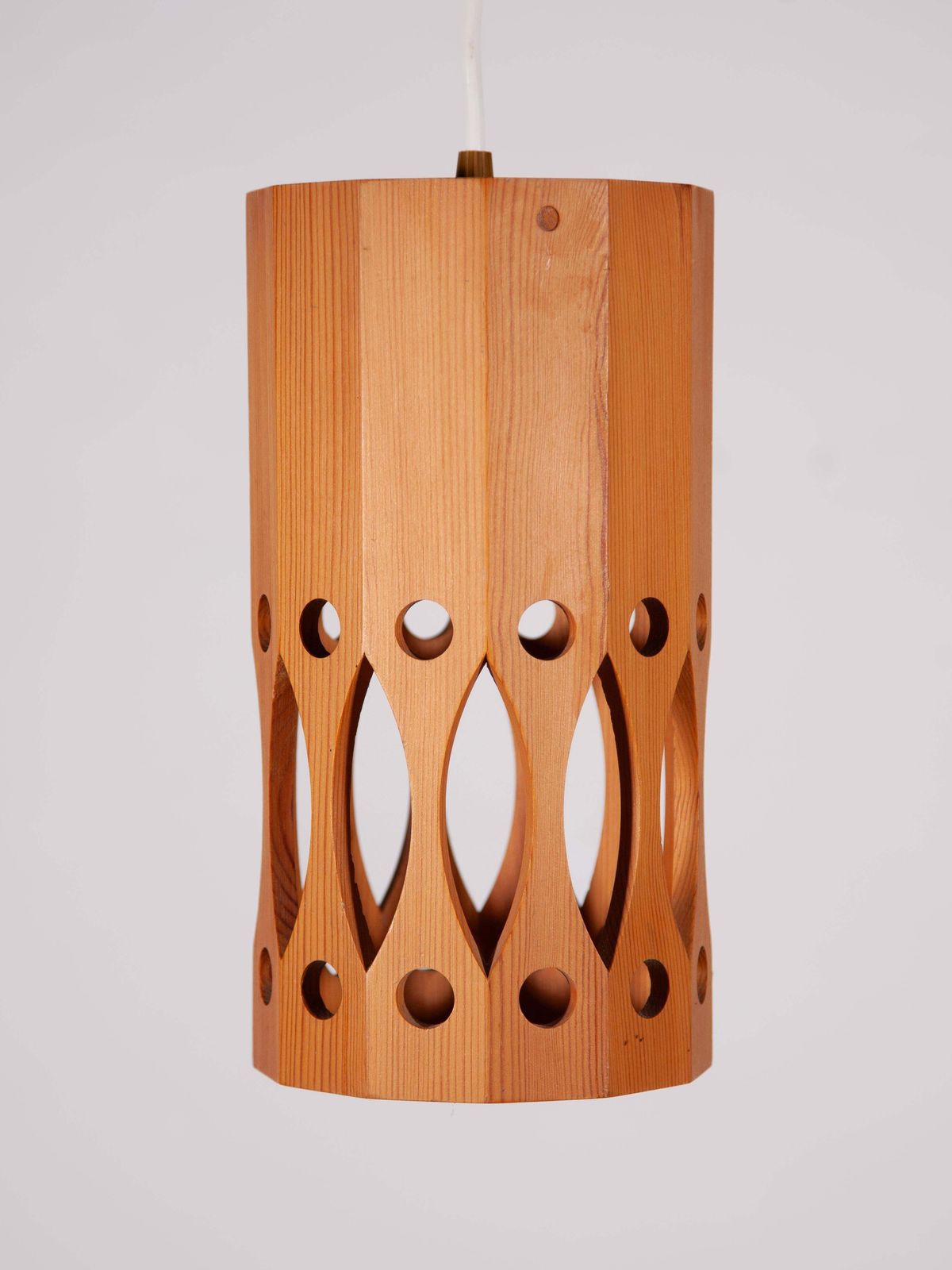 Midcentury Modern Pinewood Pendant By L.O. Nilsson For Nordisk Present, 1970s photo vinterior