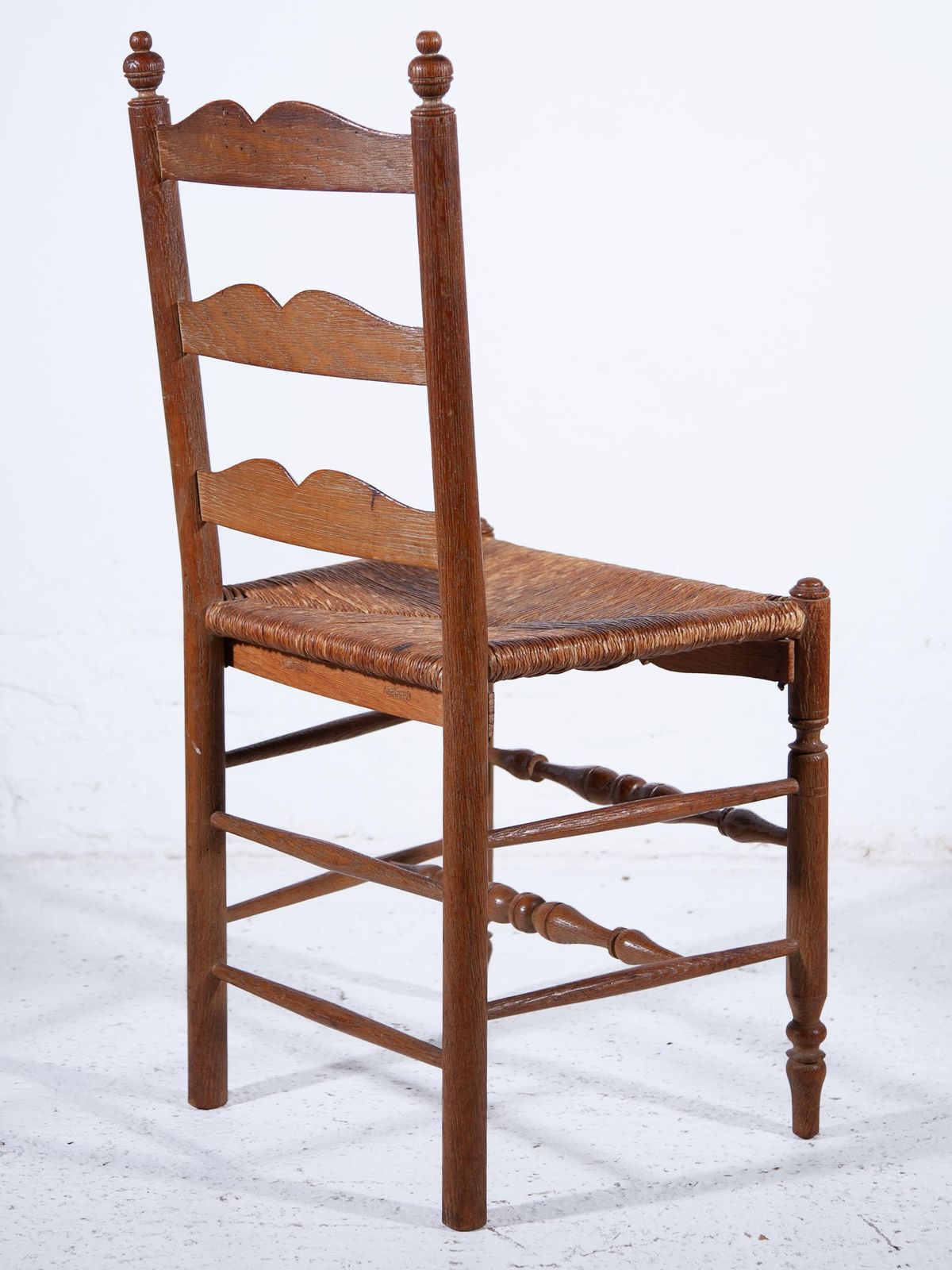 Antique Ladder Back Rush Seat Chairs Set Of Six photo 2472.0