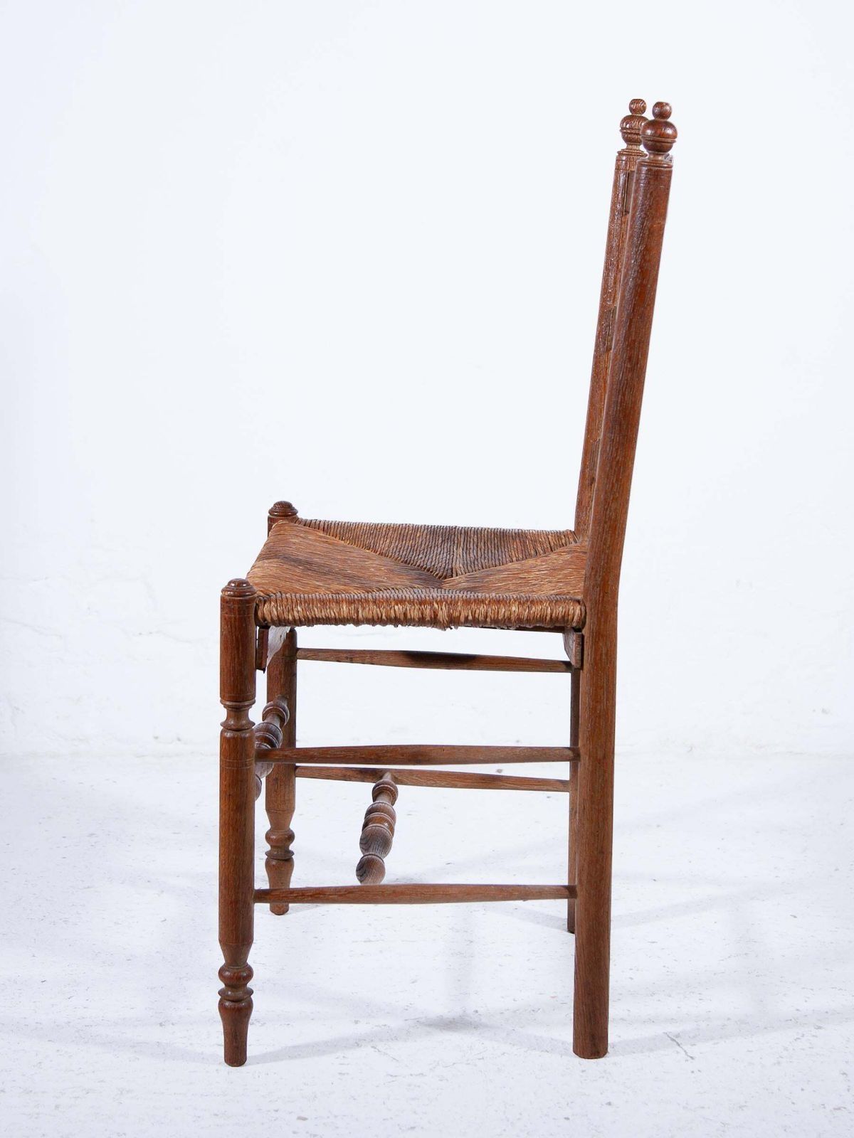 Antique Ladder Back Rush Seat Chairs Set Of Six photo vintage
