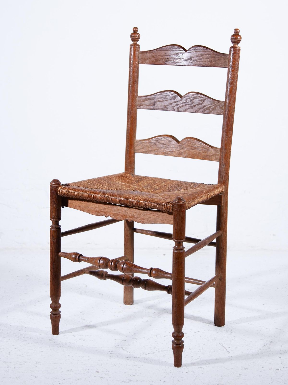 photo furniture Antique Ladder Back Rush Seat Chairs Set Of Six
