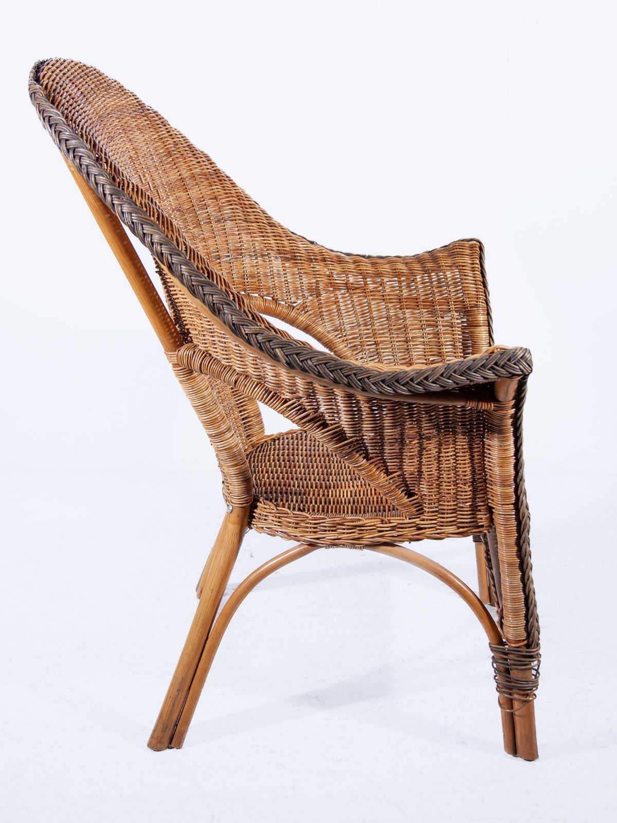 Set Of Two Large High Back Rattan Lounge Chairs photo Furniture