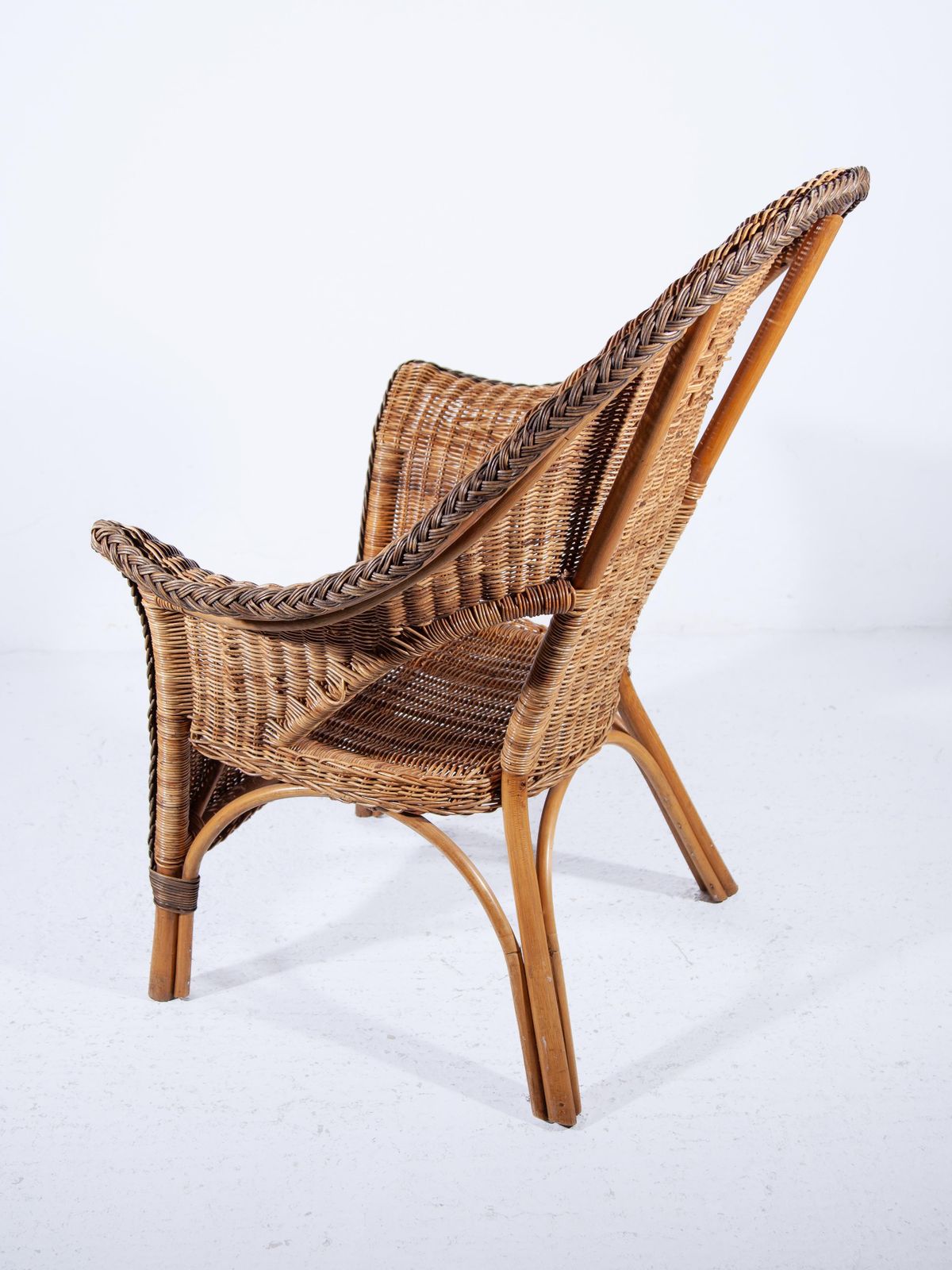 Set Of Two Large High Back Rattan Lounge Chairs photo buy