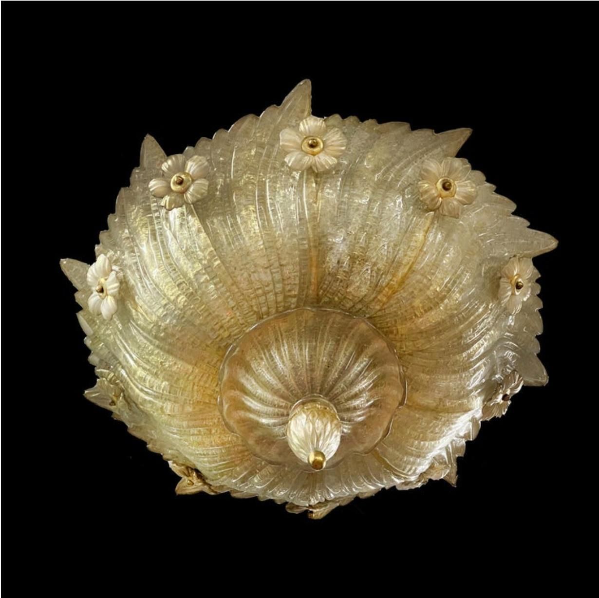 Grand Hotel Ceiling Flush Mount By Barovier & Toso, Murano, 1980s photo for sale