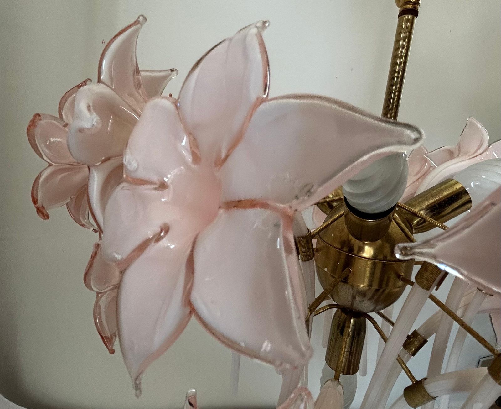 photo for sale Pink Lily, Spectacular Murano Chandelier, 1980's