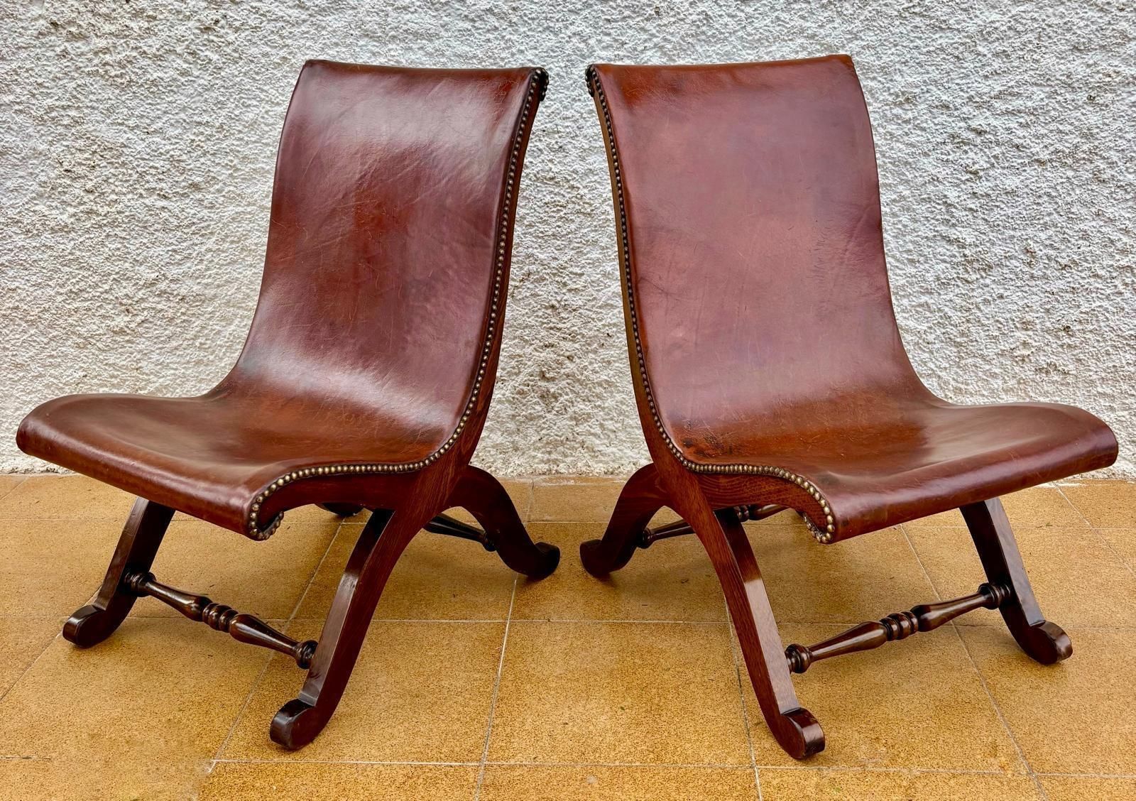 Set Of Spanish Oak Side Chairs By Pierre Lottier For Valenti, 1950s photo furniture
