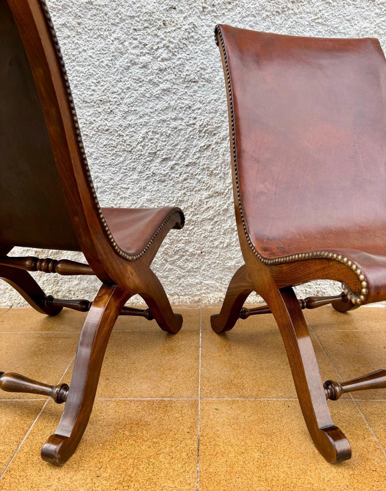 Set Of Spanish Oak Side Chairs By Pierre Lottier For Valenti, 1950s photo buy